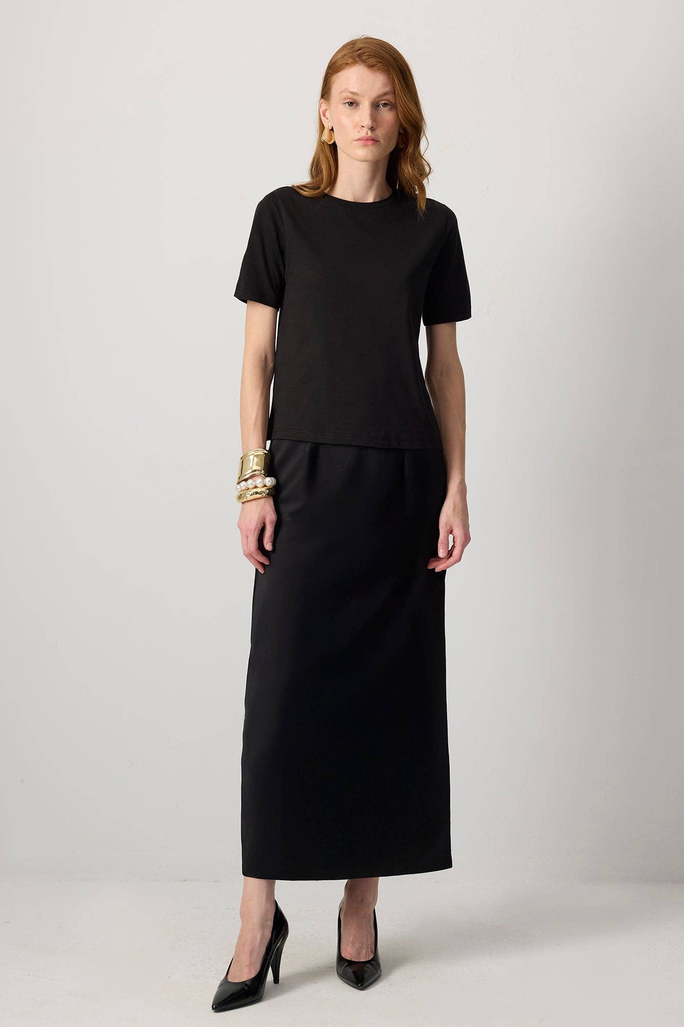 High-Waist MAXI PENCIL SKIRT / Black