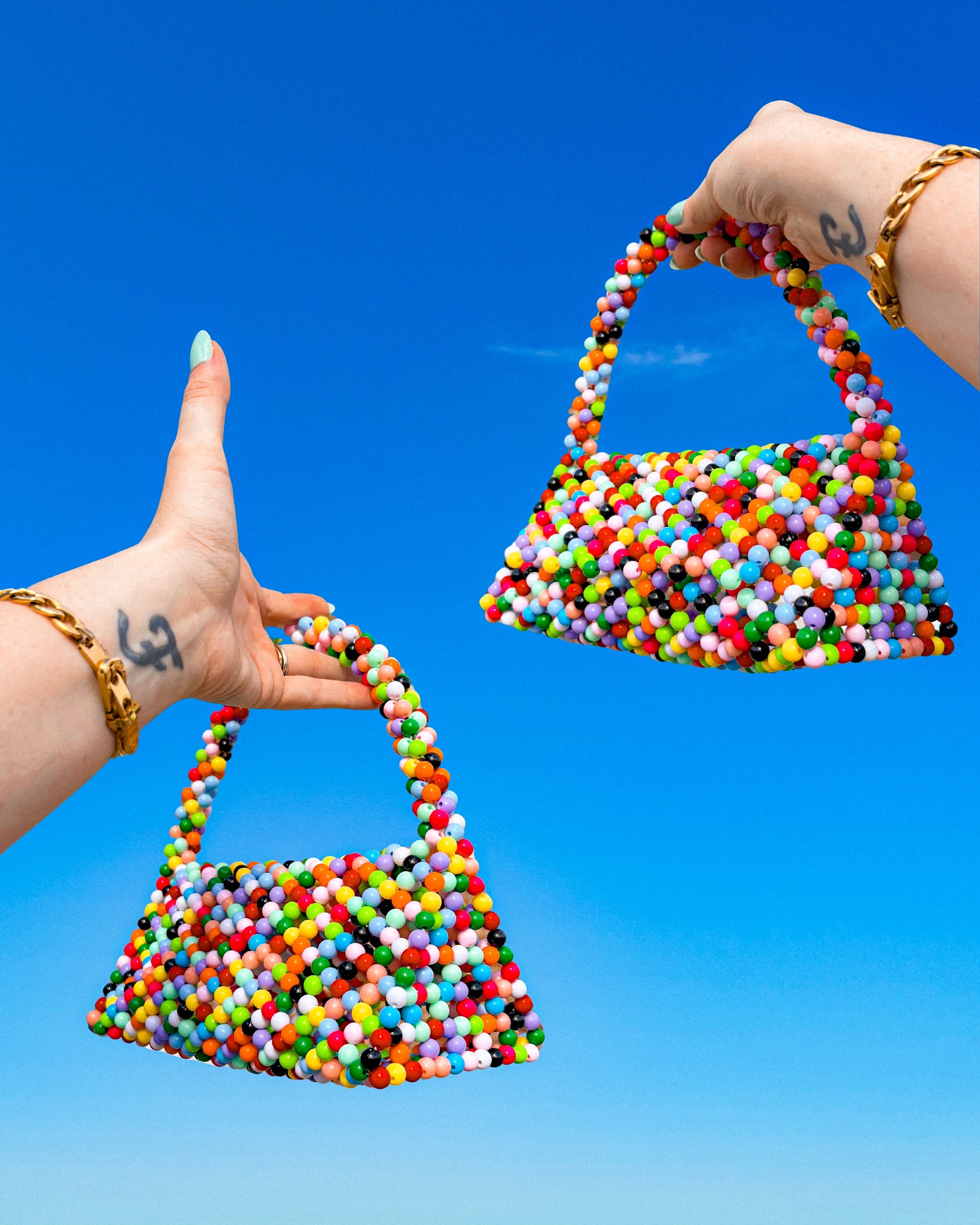 Pyramid Beaded Bag / Rainbow