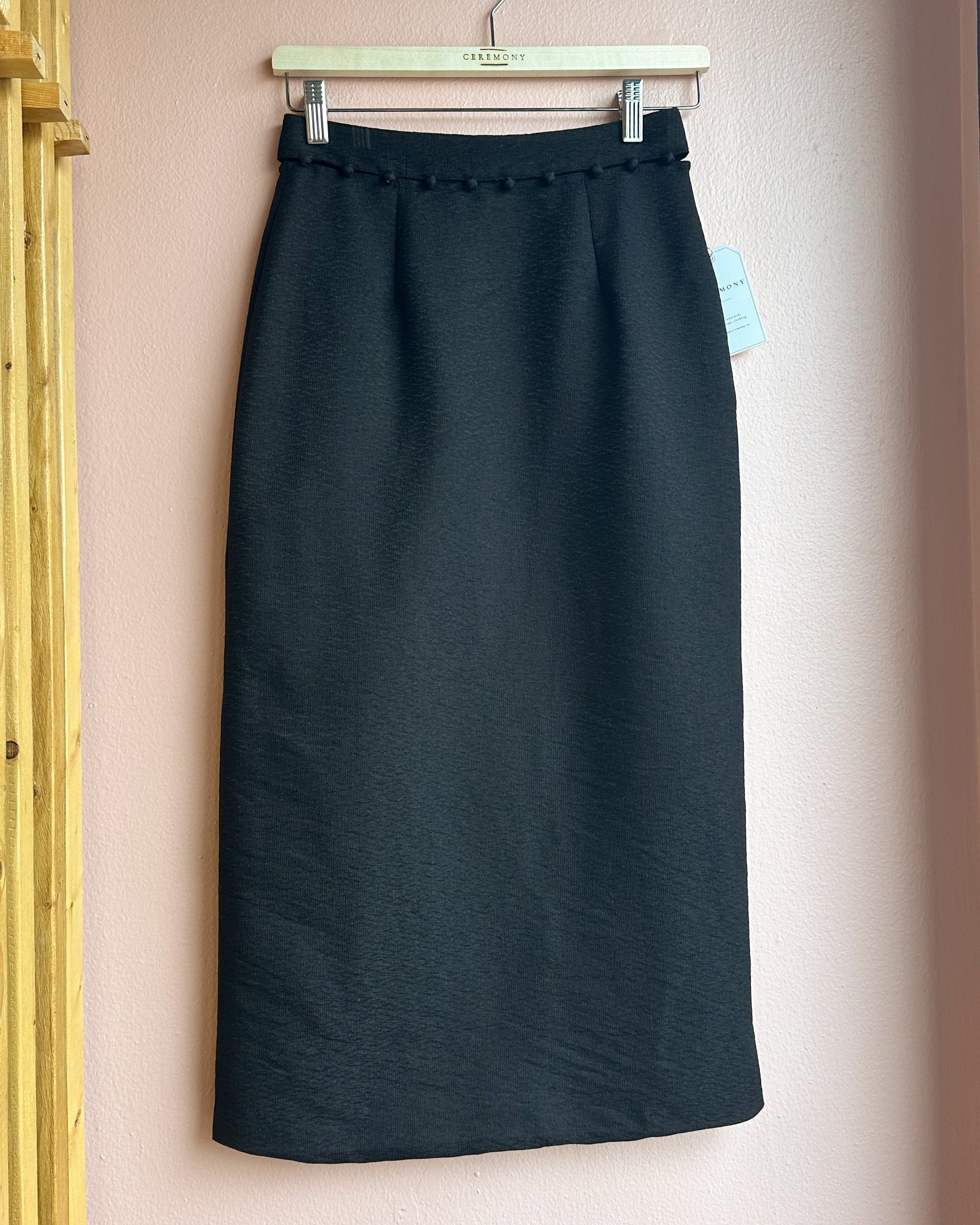 Tabitha Button-Up Midi Skirt in Black