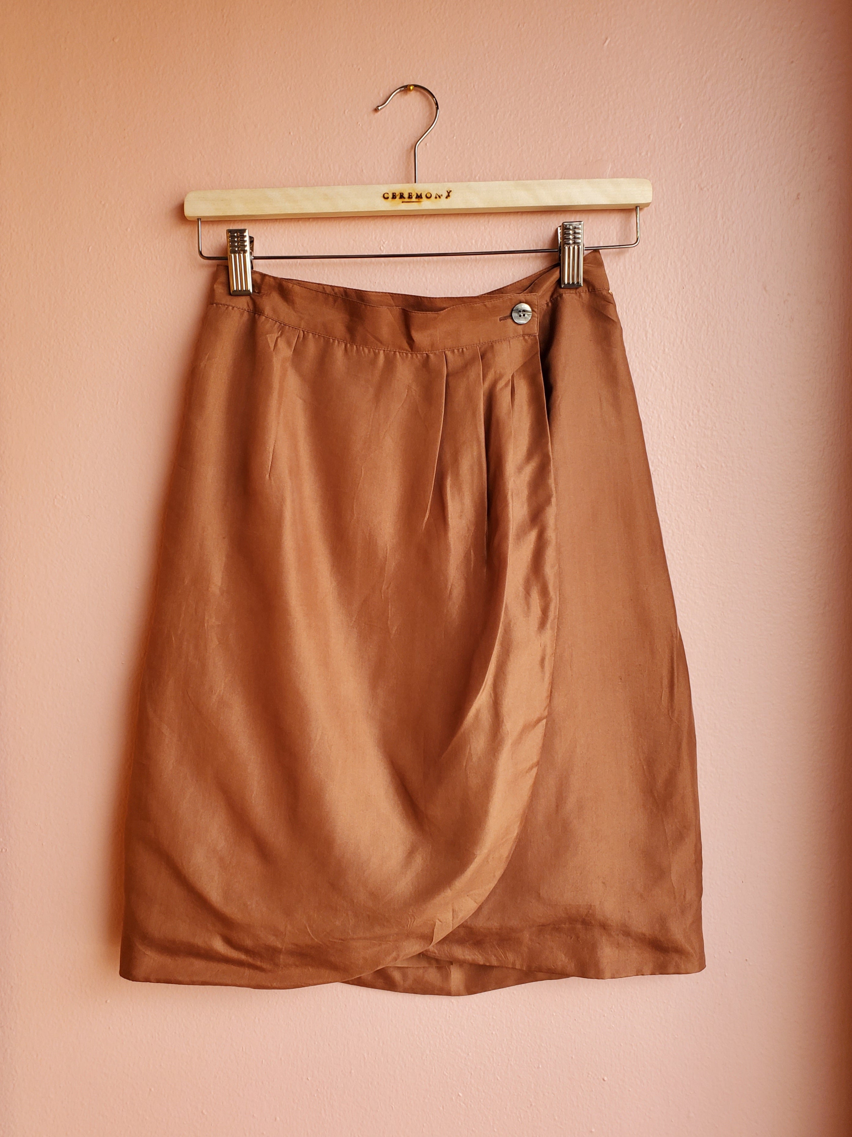 Forenza Burnt Orange Silk Wrap Skirt / Size 6