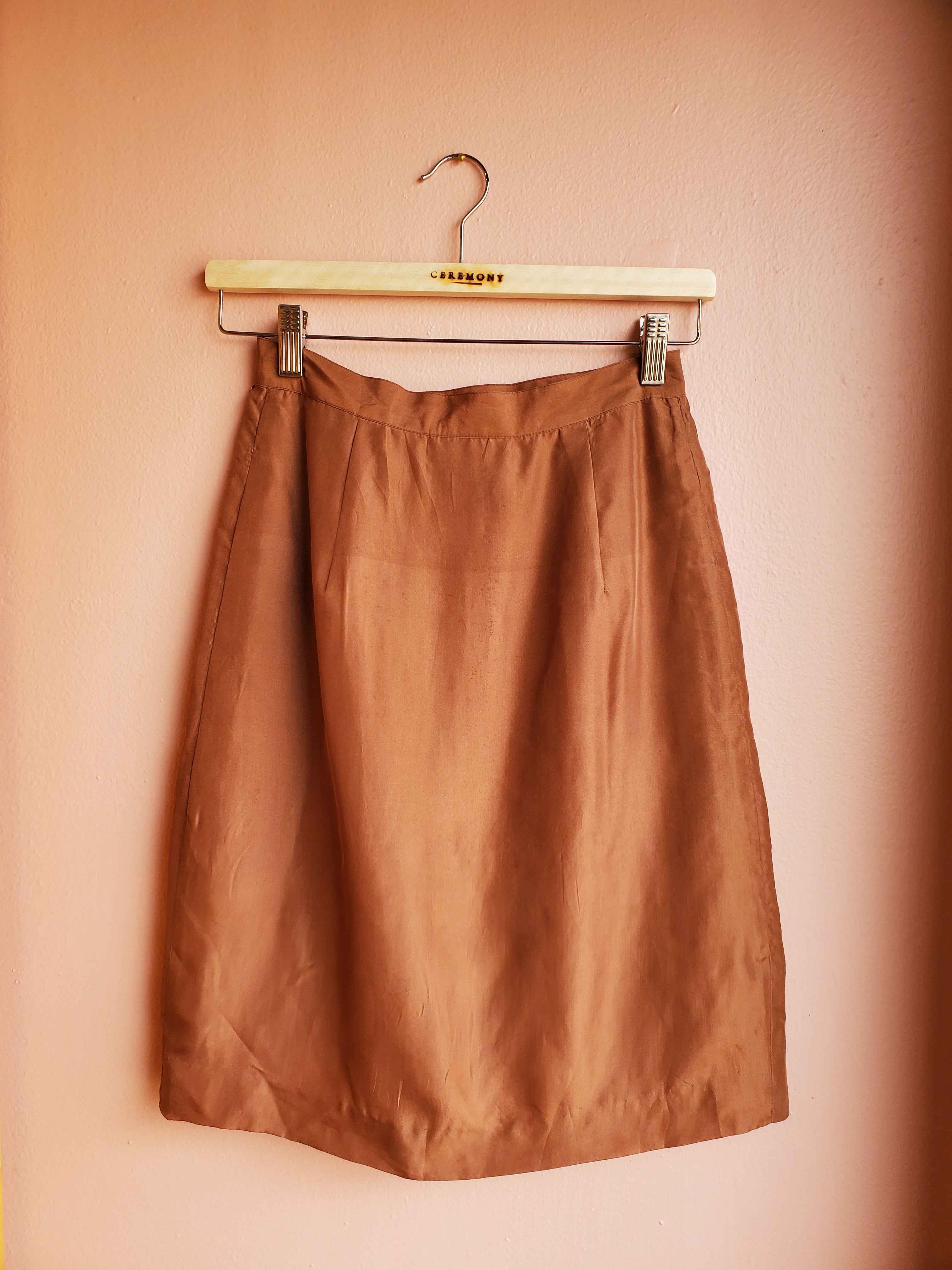 Forenza Burnt Orange Silk Wrap Skirt / Size 6