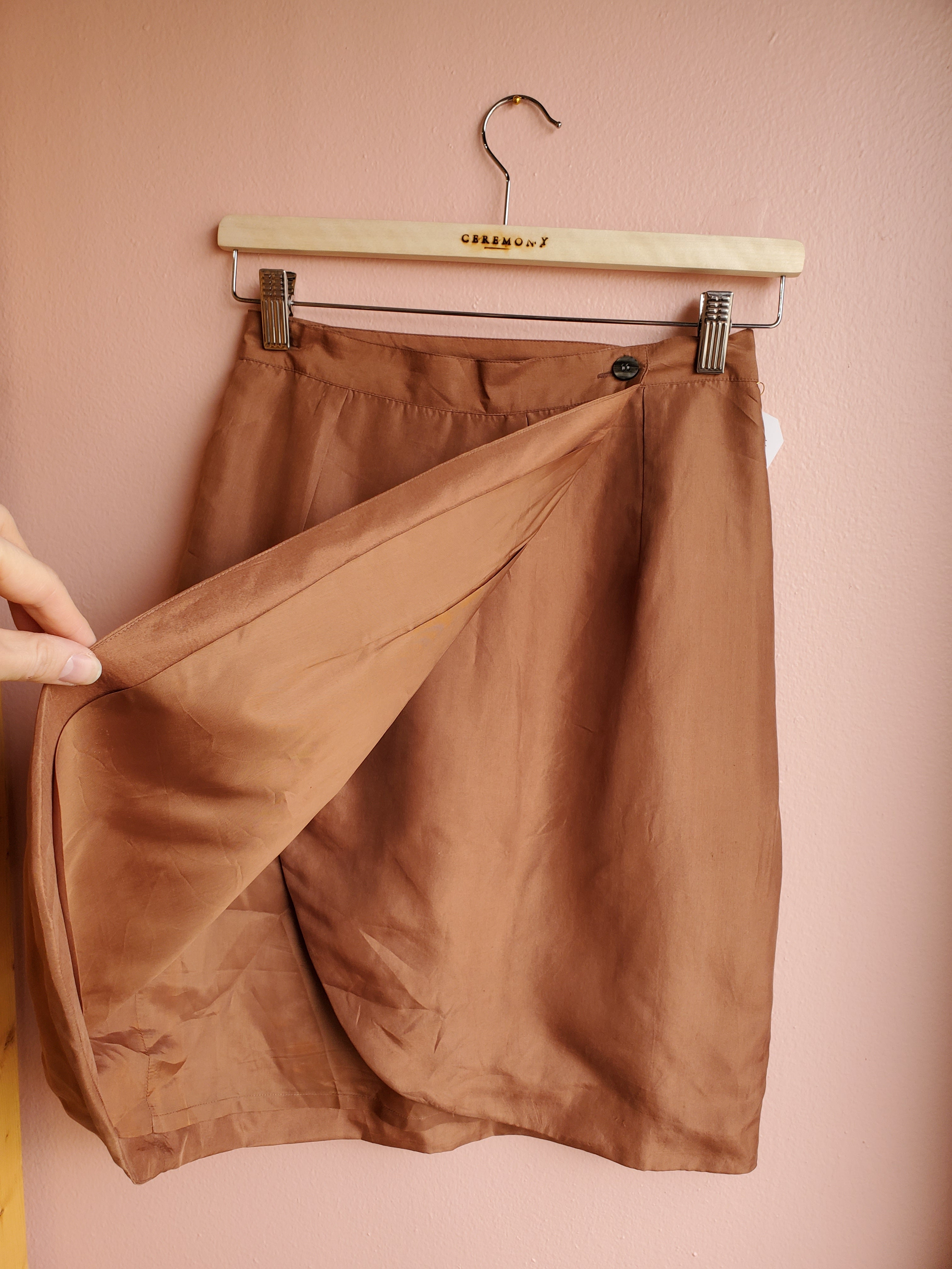 Forenza Burnt Orange Silk Wrap Skirt / Size 6