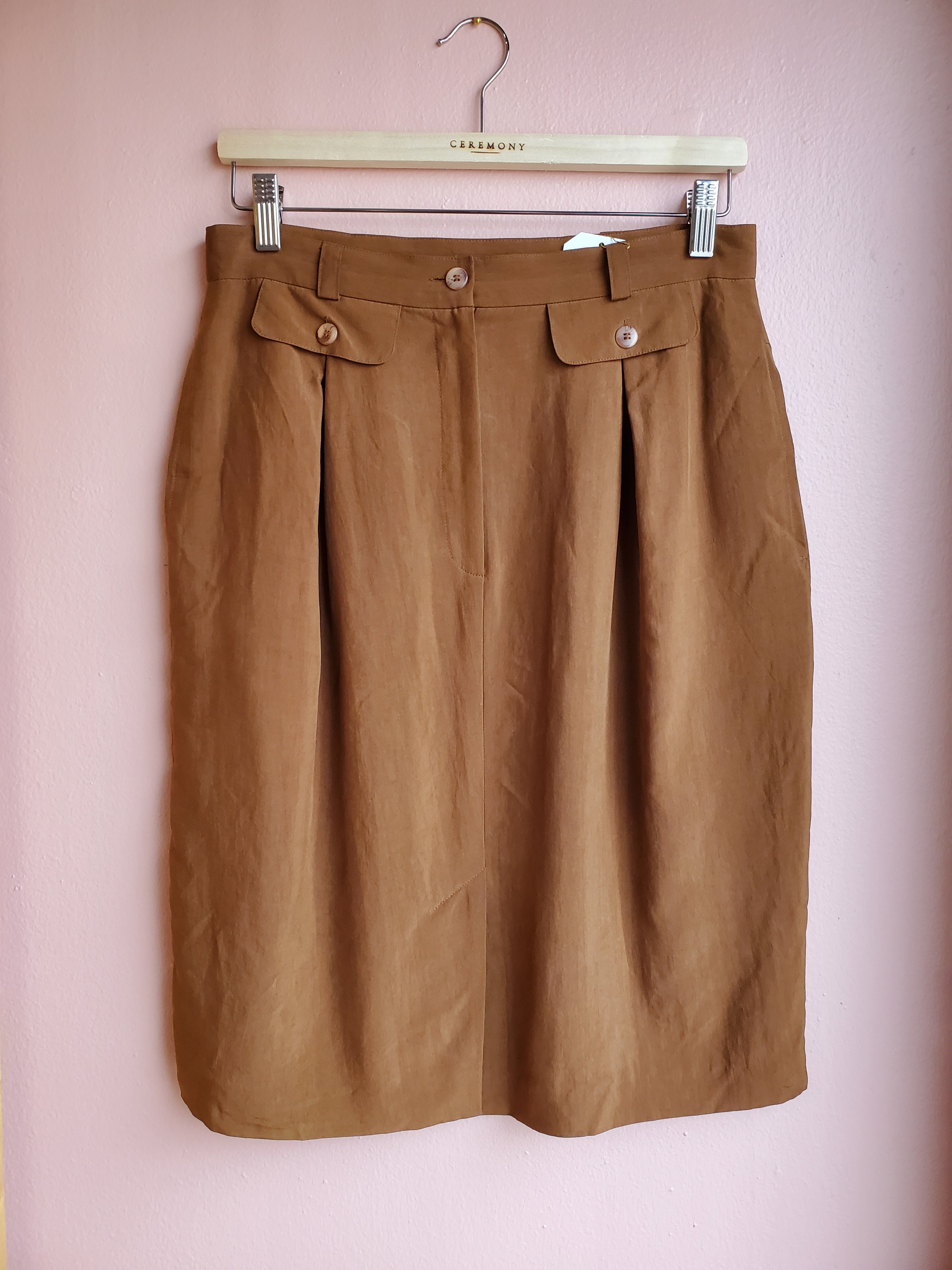 Anne Klein Caramel Silk Skirt / Size 12