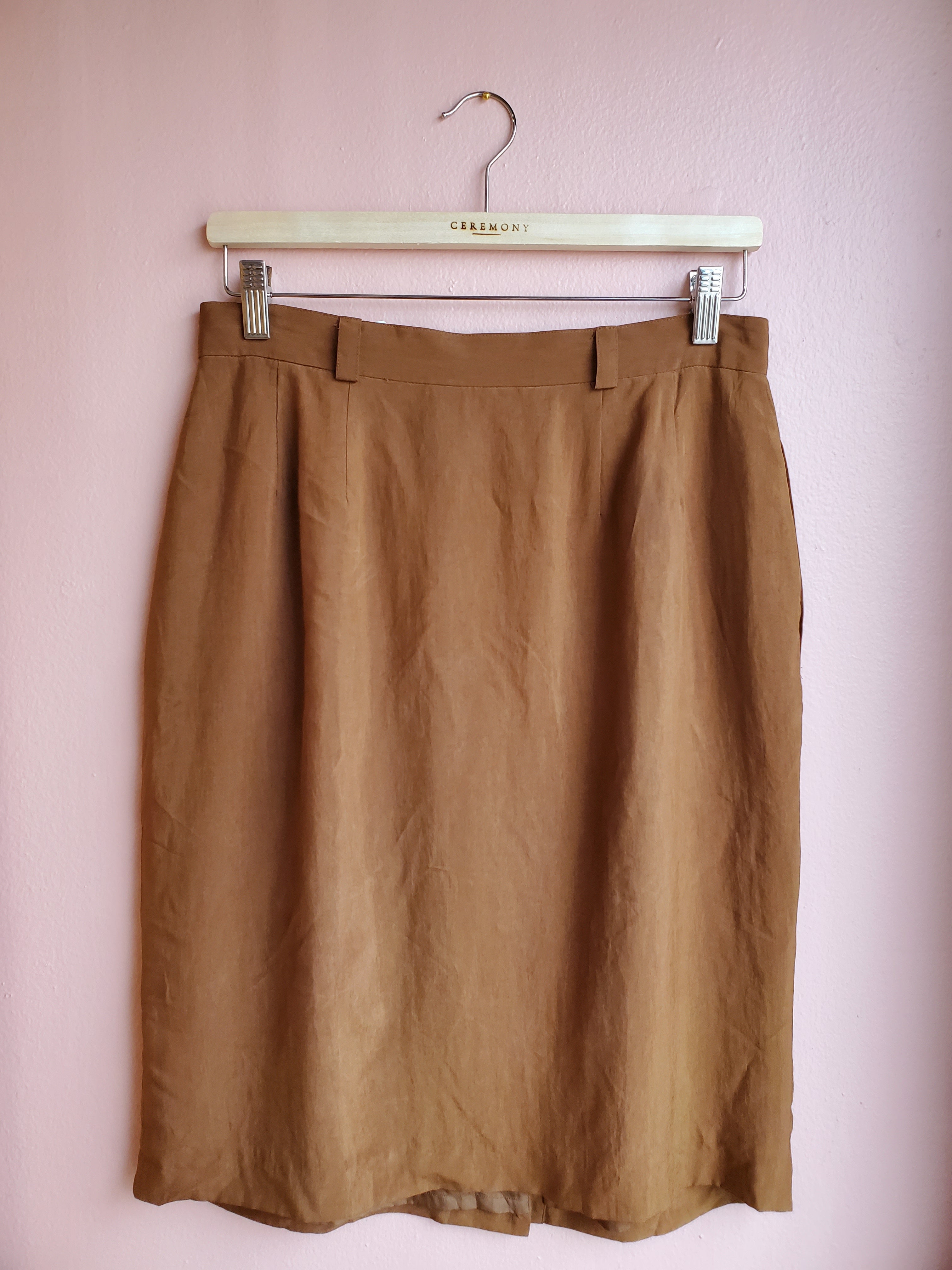 Anne Klein Caramel Silk Skirt / Size 12