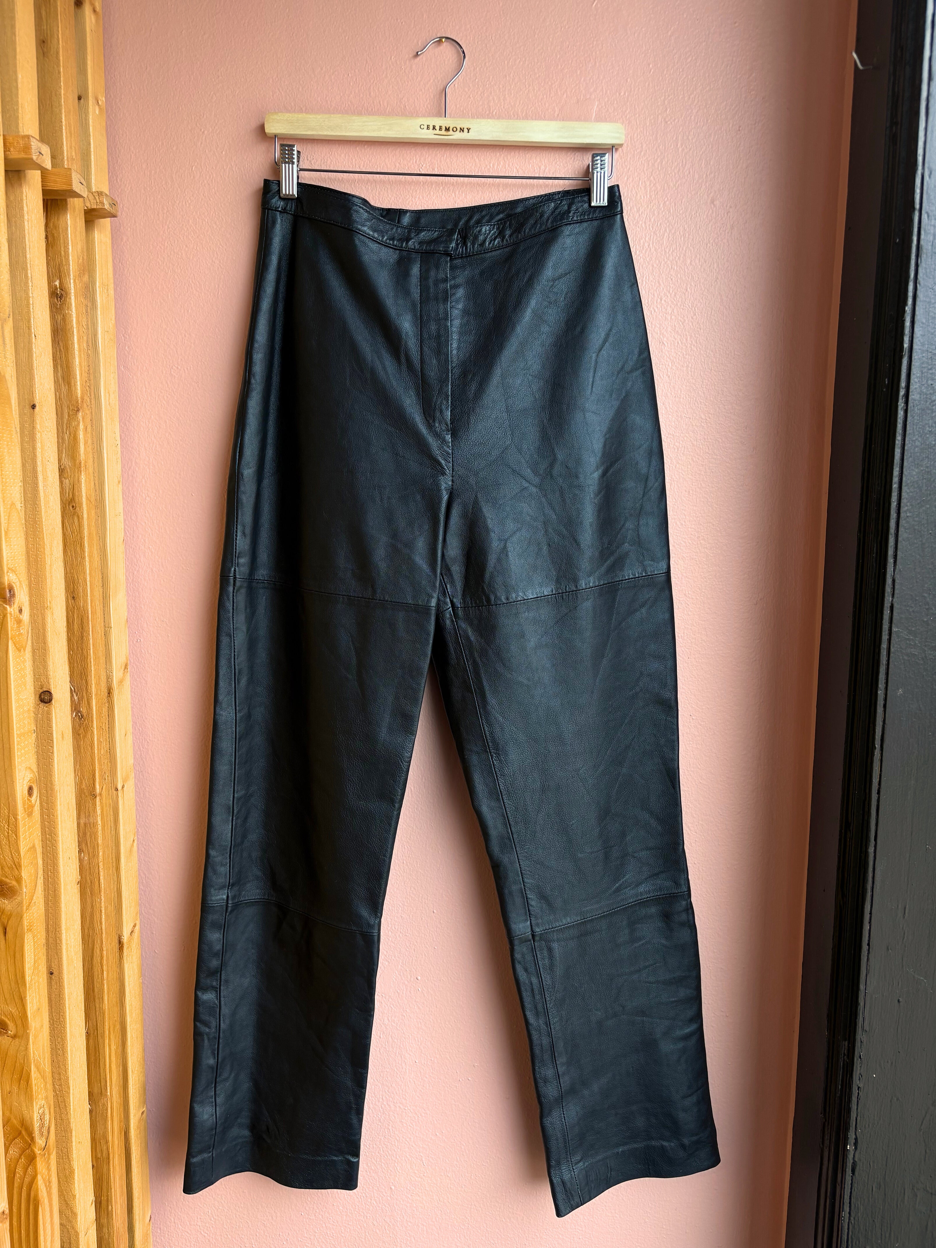 Style & Co. Black Leather Straight Leg Pants / Size 12