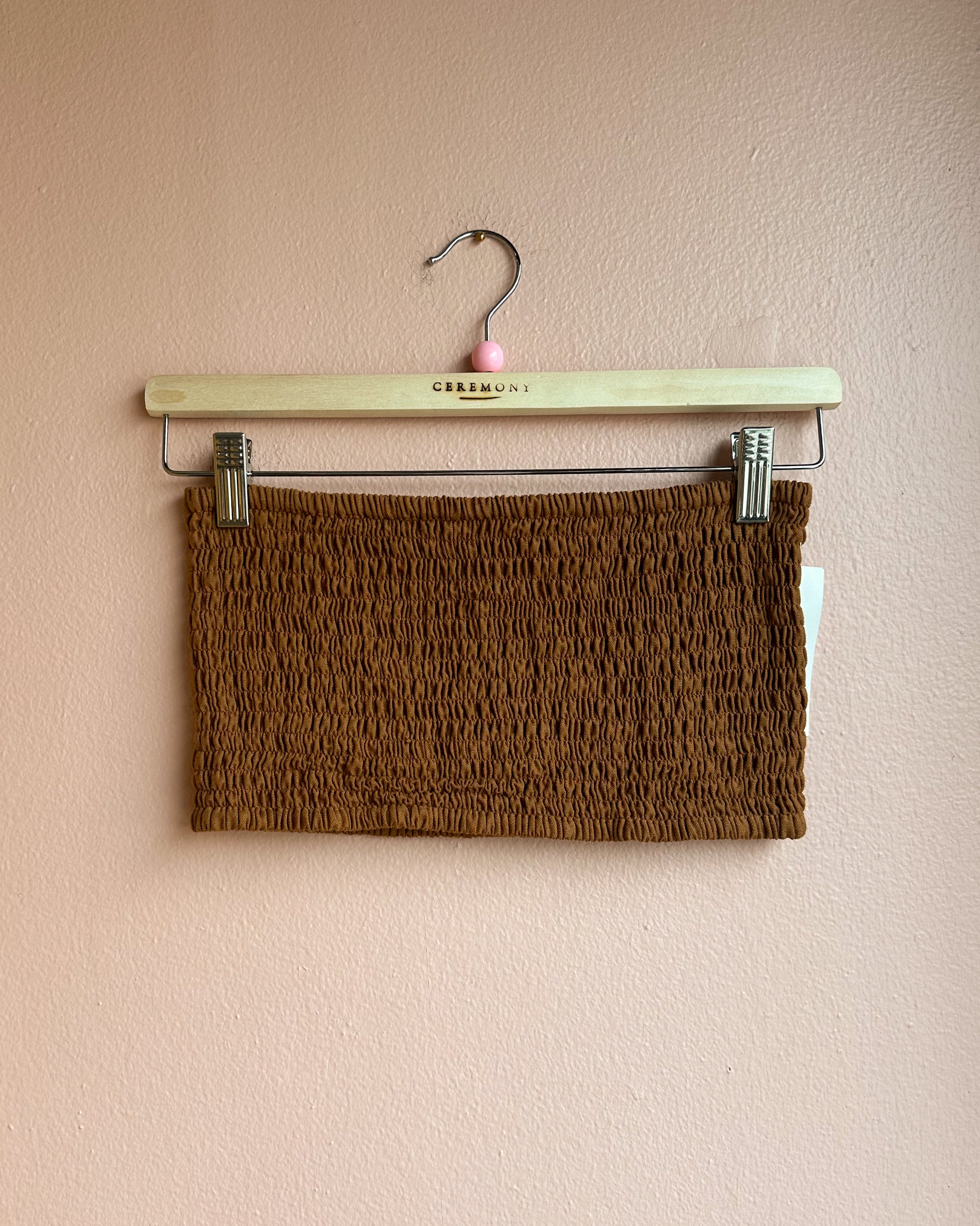 Leon Linen Smocked Top in Terra Cotta