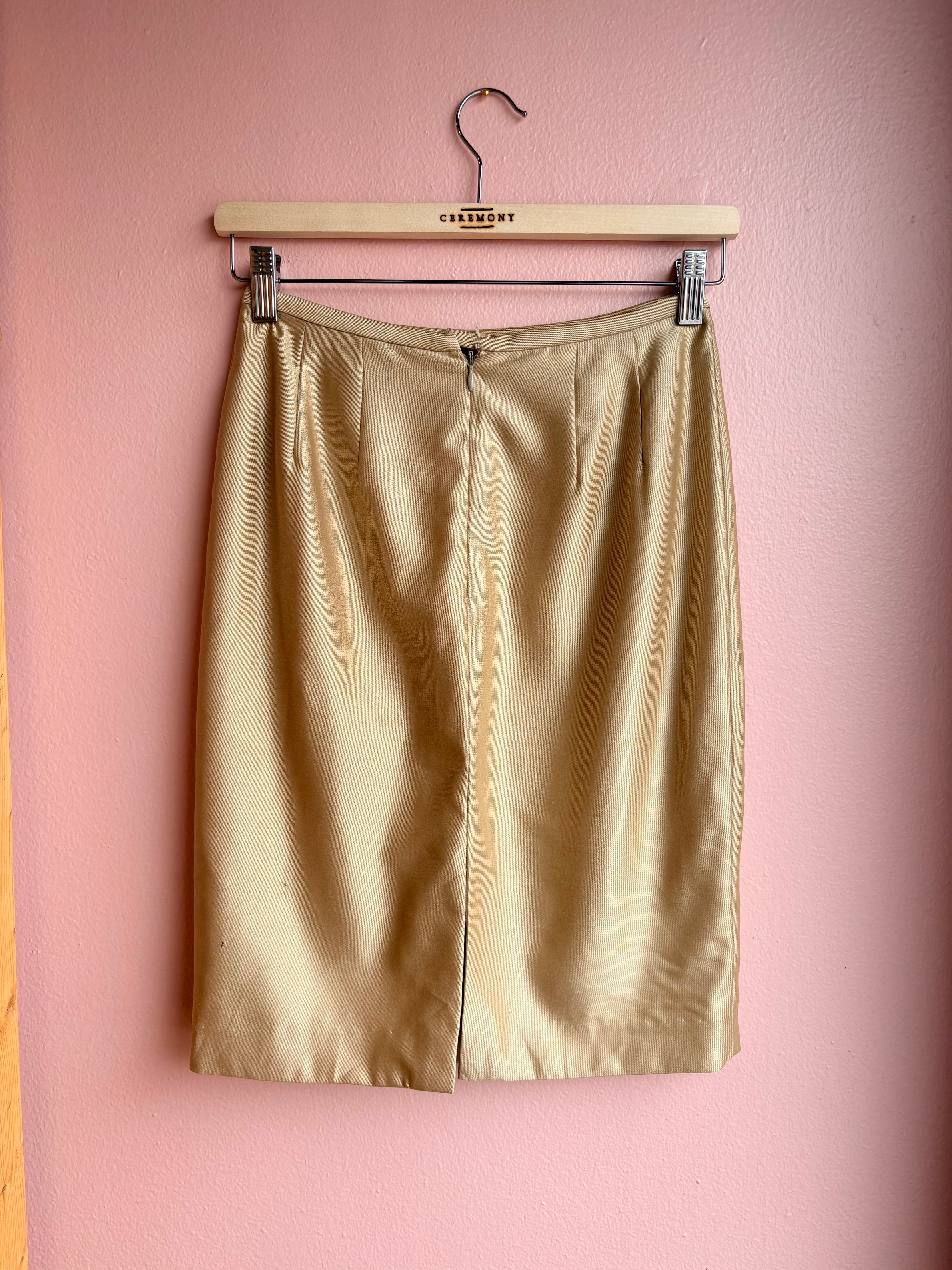 Lafayette Camel Silk Pencil Skirt / Size 0