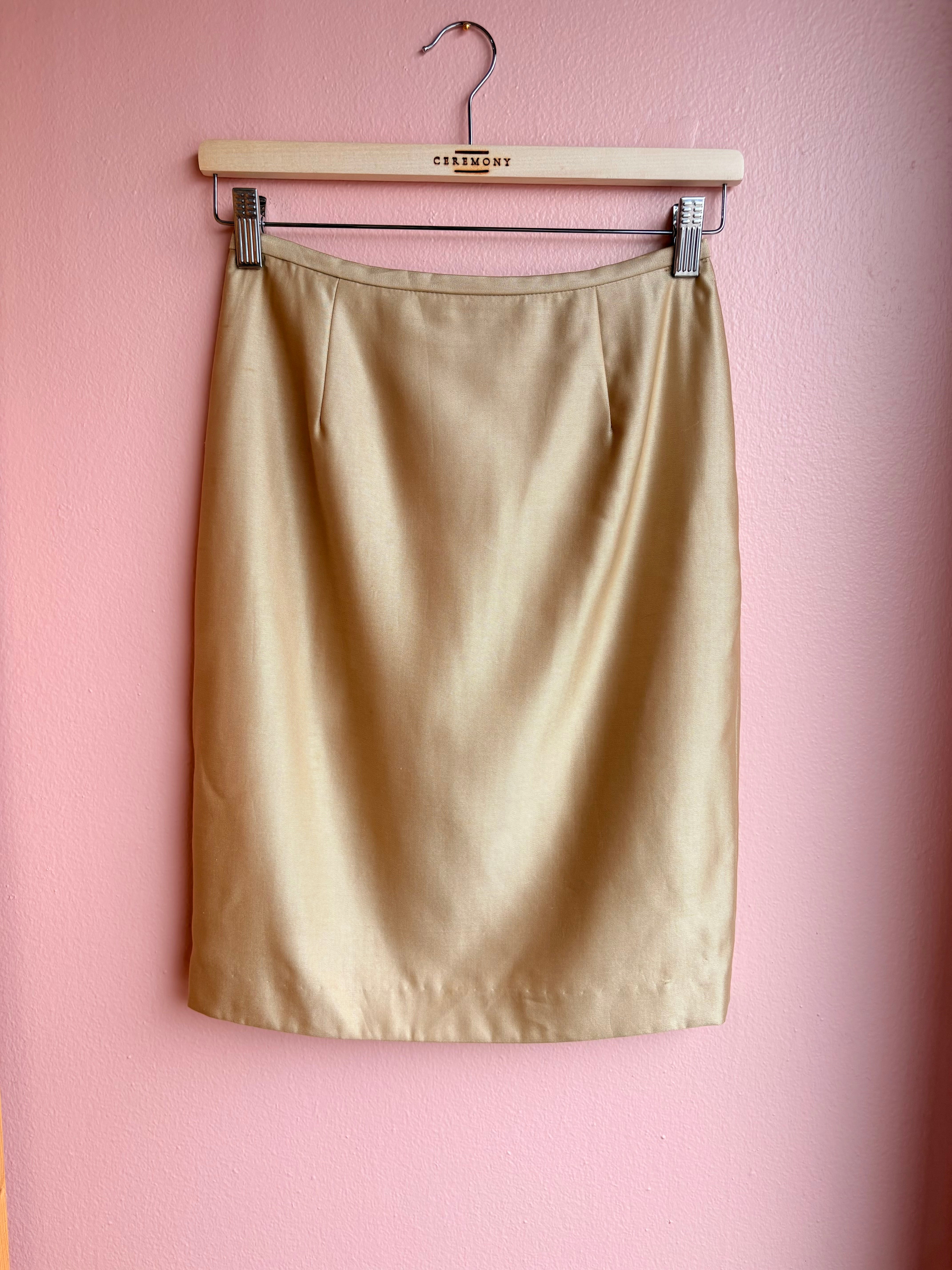 Lafayette Camel Silk Pencil Skirt / Size 0