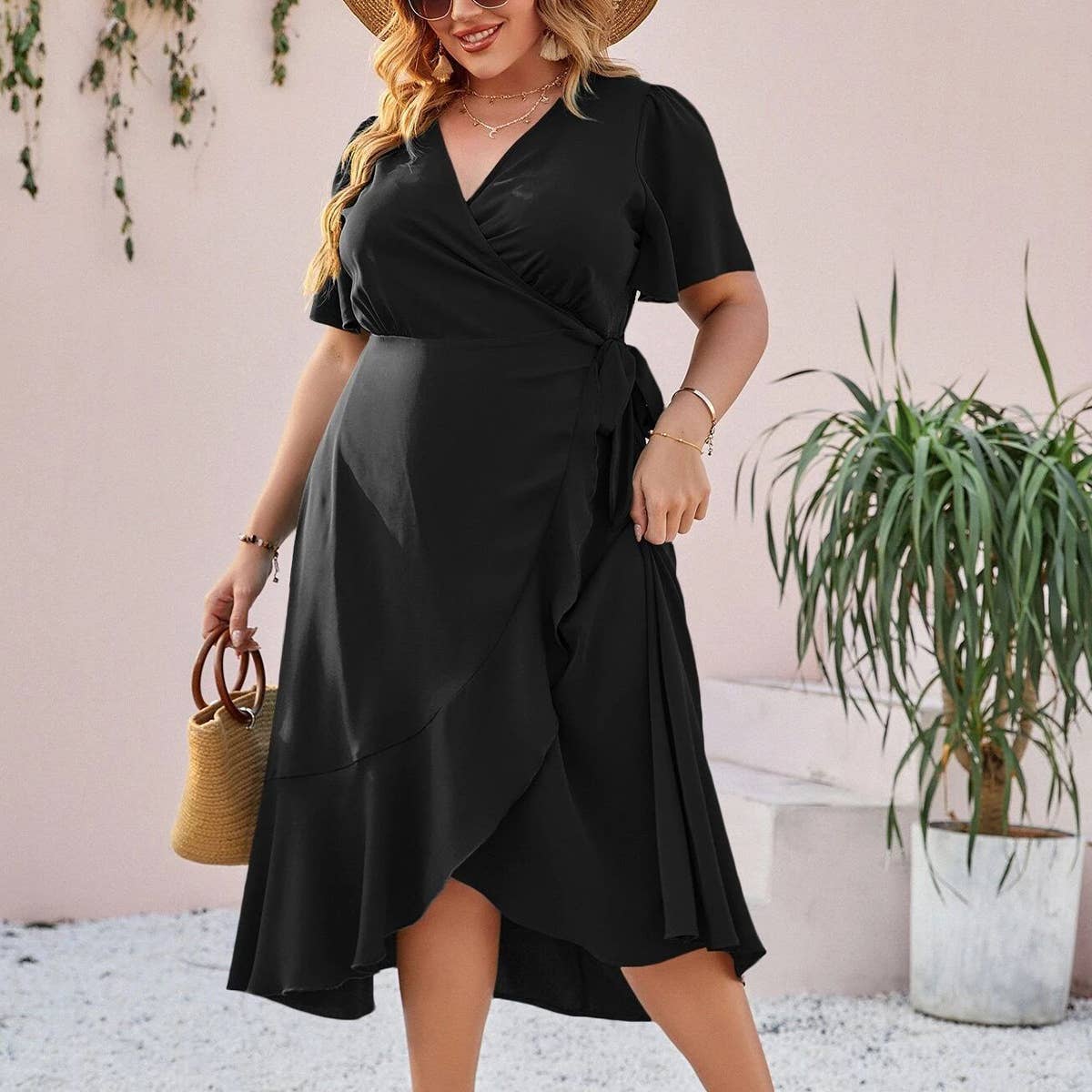 Satin Wrap Dress