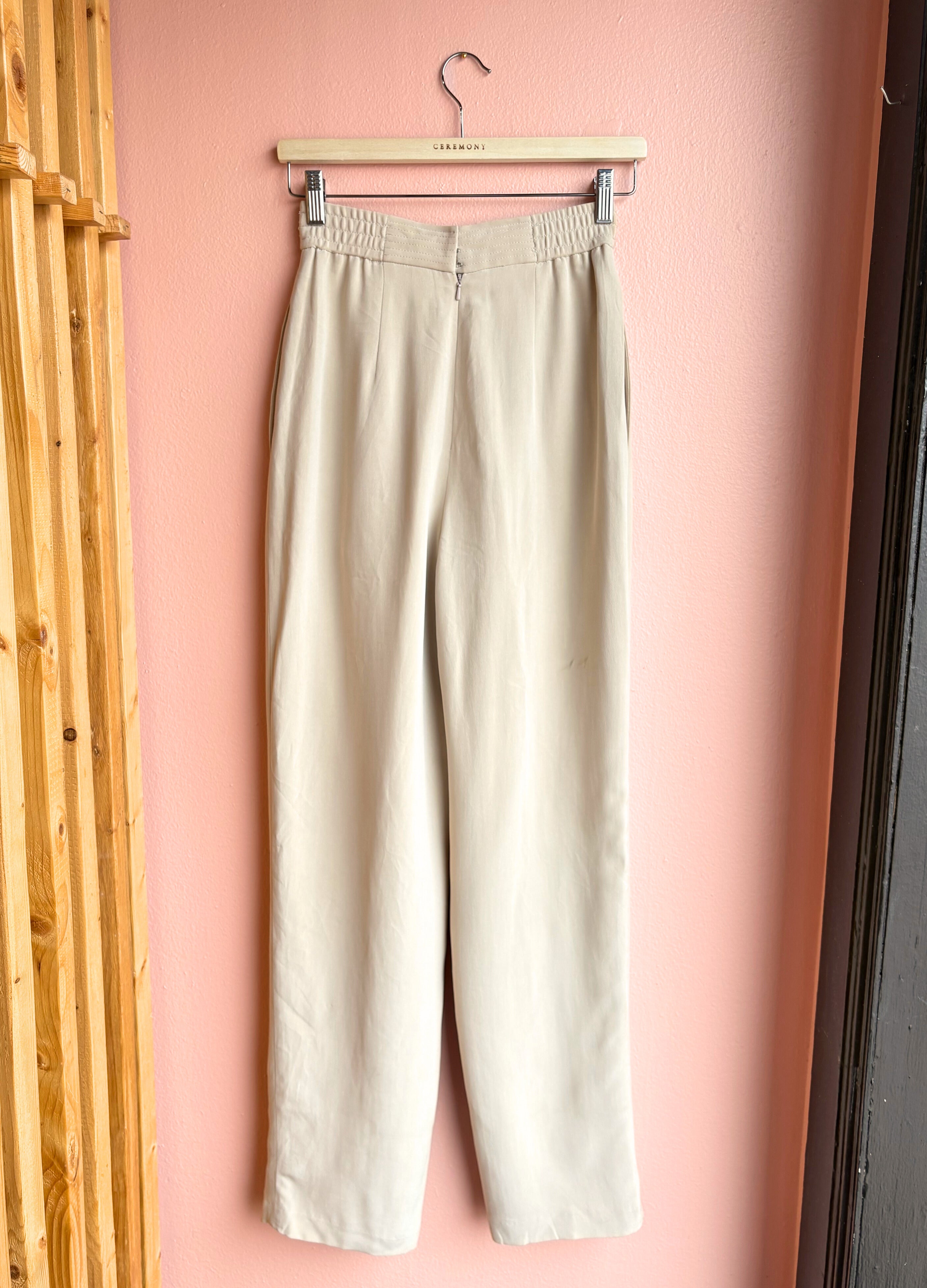 Dana Buchman Almond Silk Trousers / Size 2