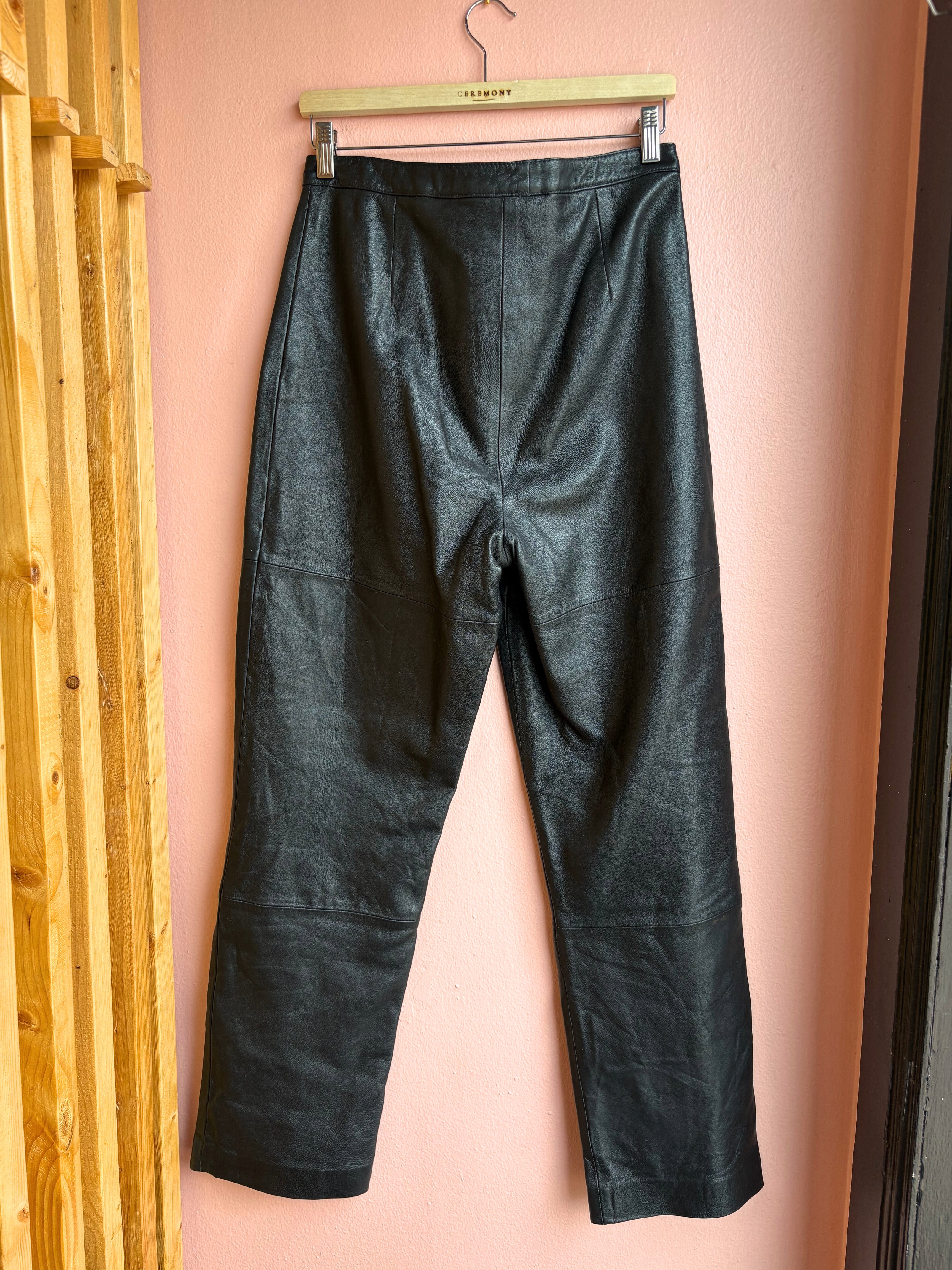 Style & Co. Black Leather Straight Leg Pants / Size 12
