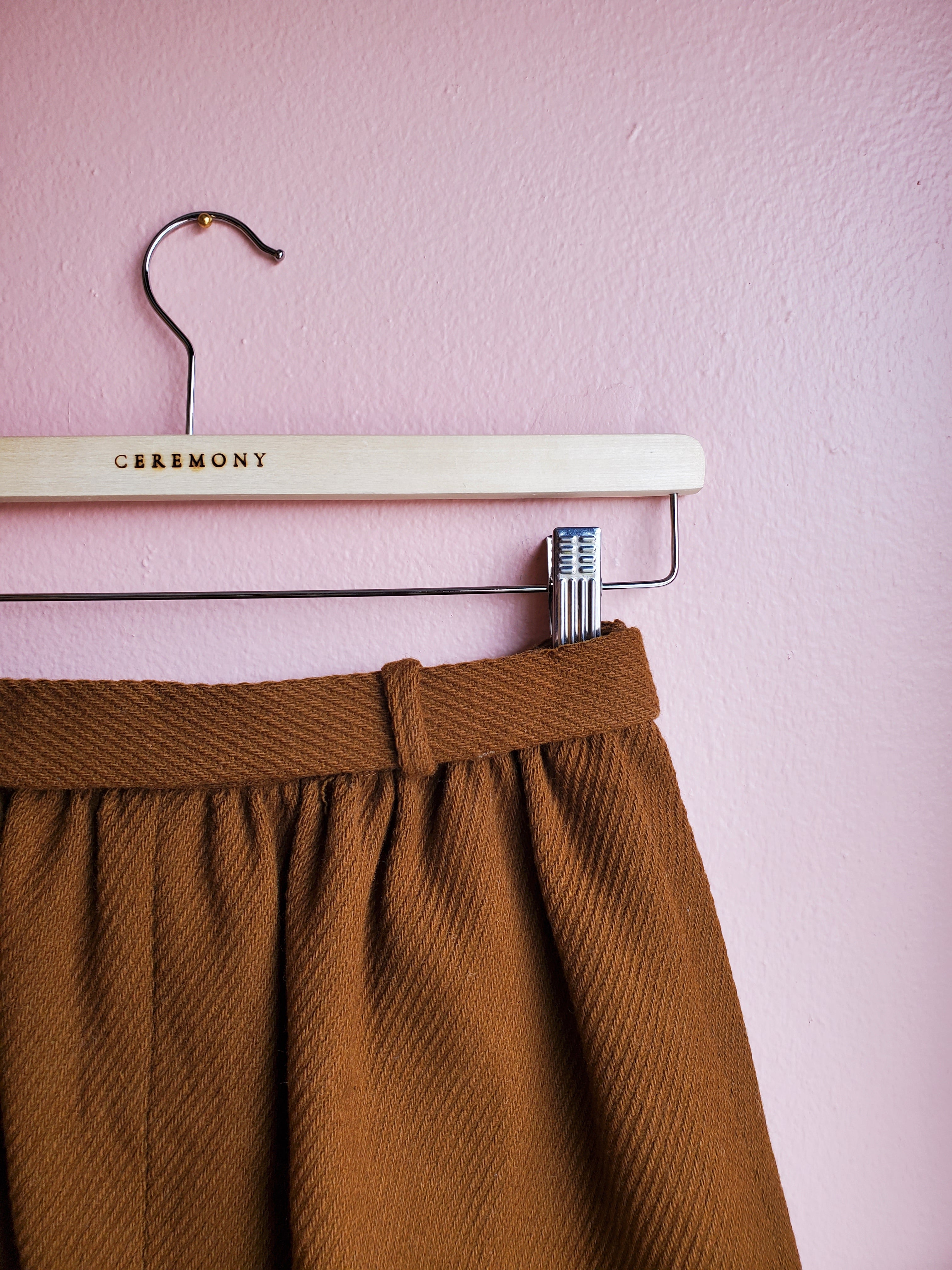 Bergdorf Goodman Caramel A-Line Wool Miniskirt