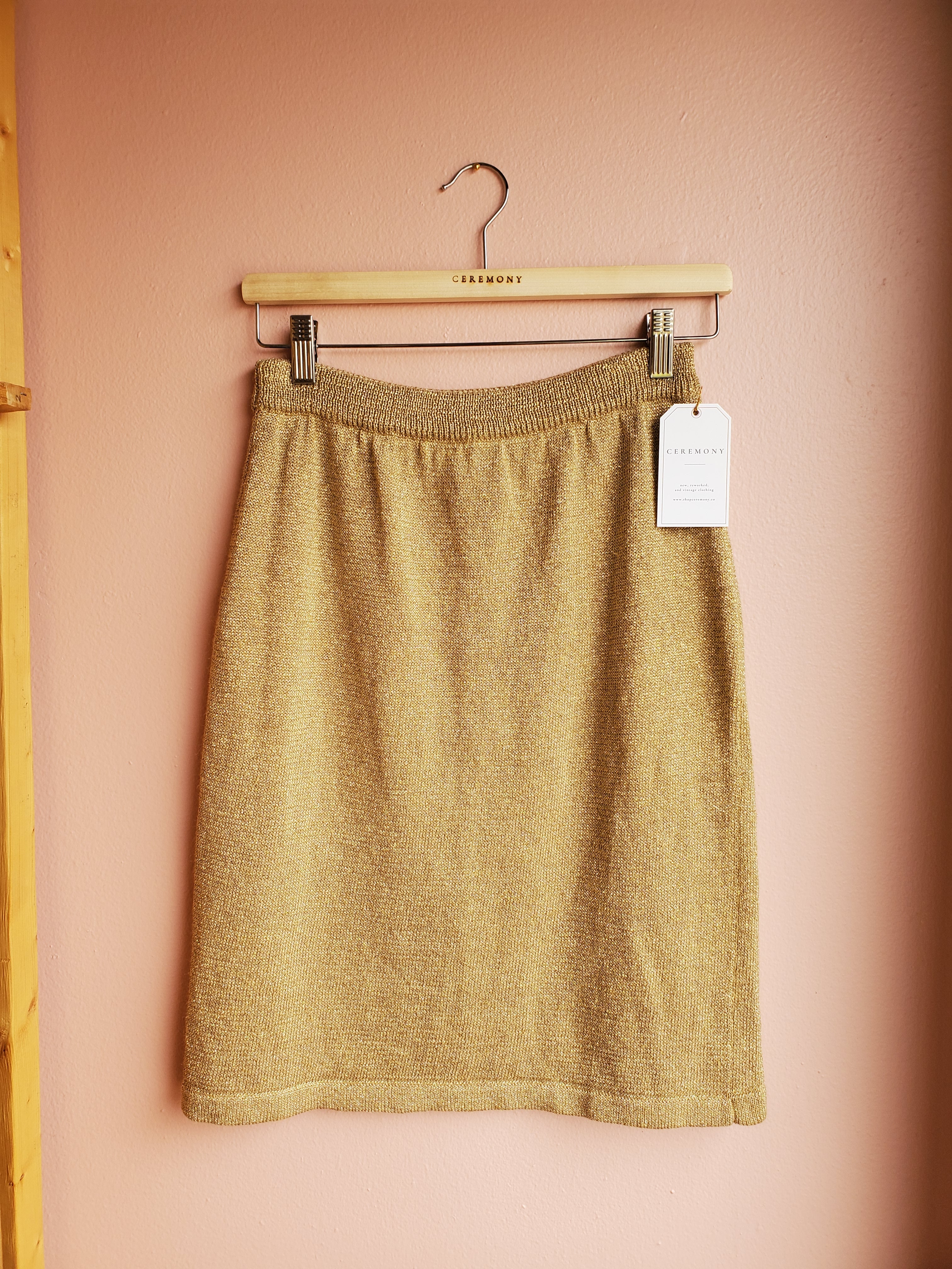 St. John Champagne Sparkle Knit Skirt / Size 4
