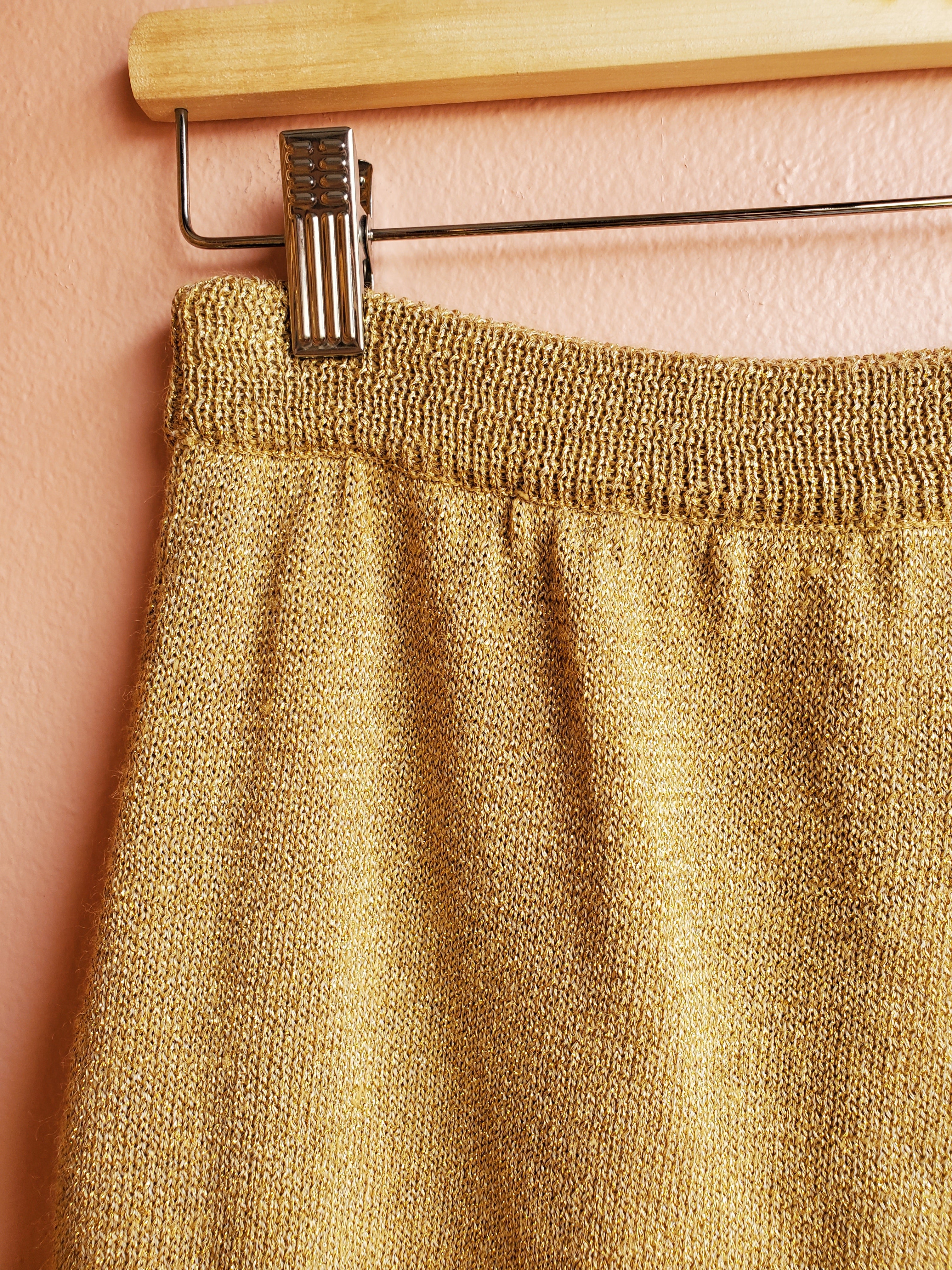 Destinee Gold Sparkle Knit Pencil Skirt / Size M