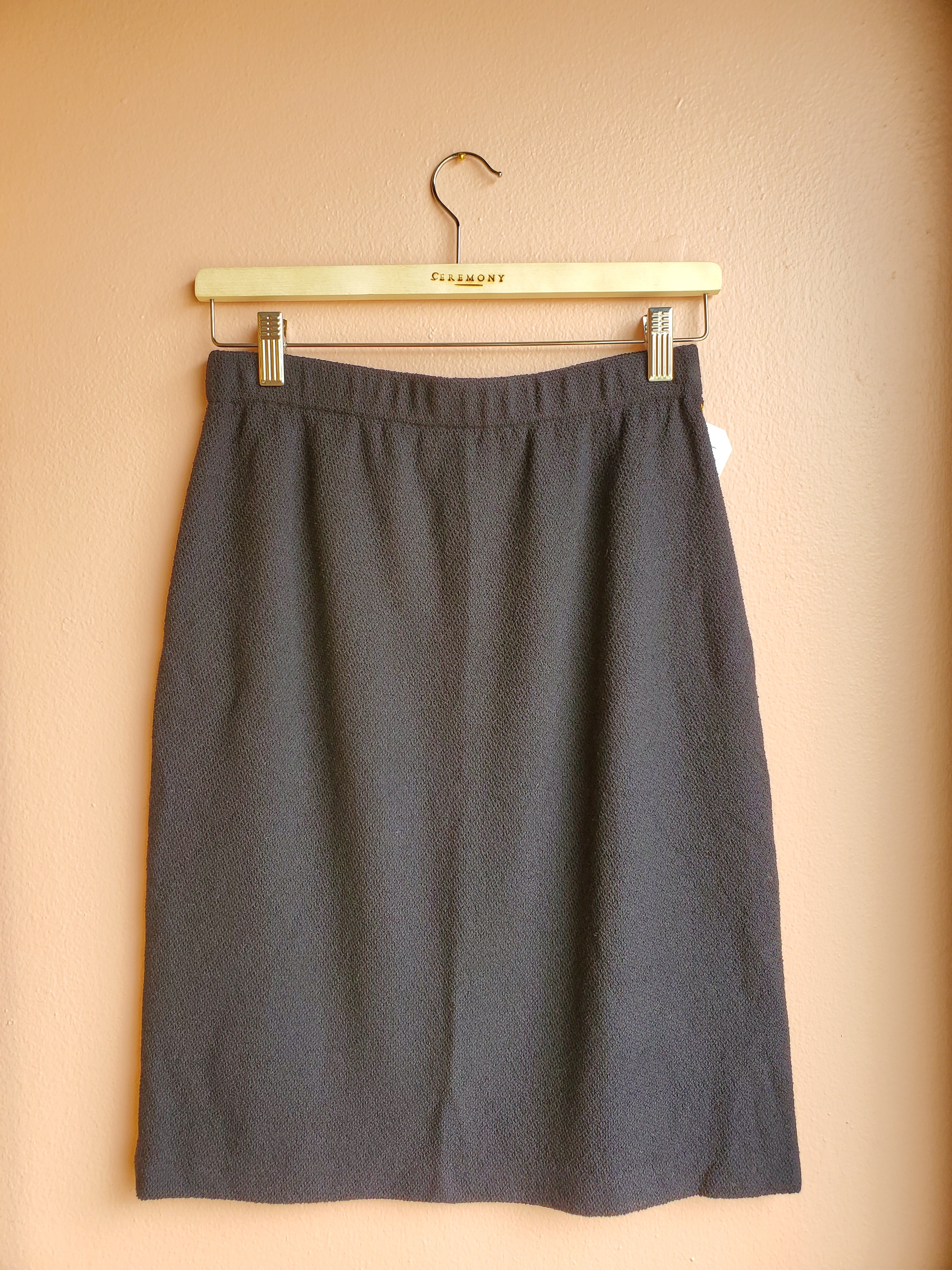St. John Black Knit Pencil Skirt / Size 4