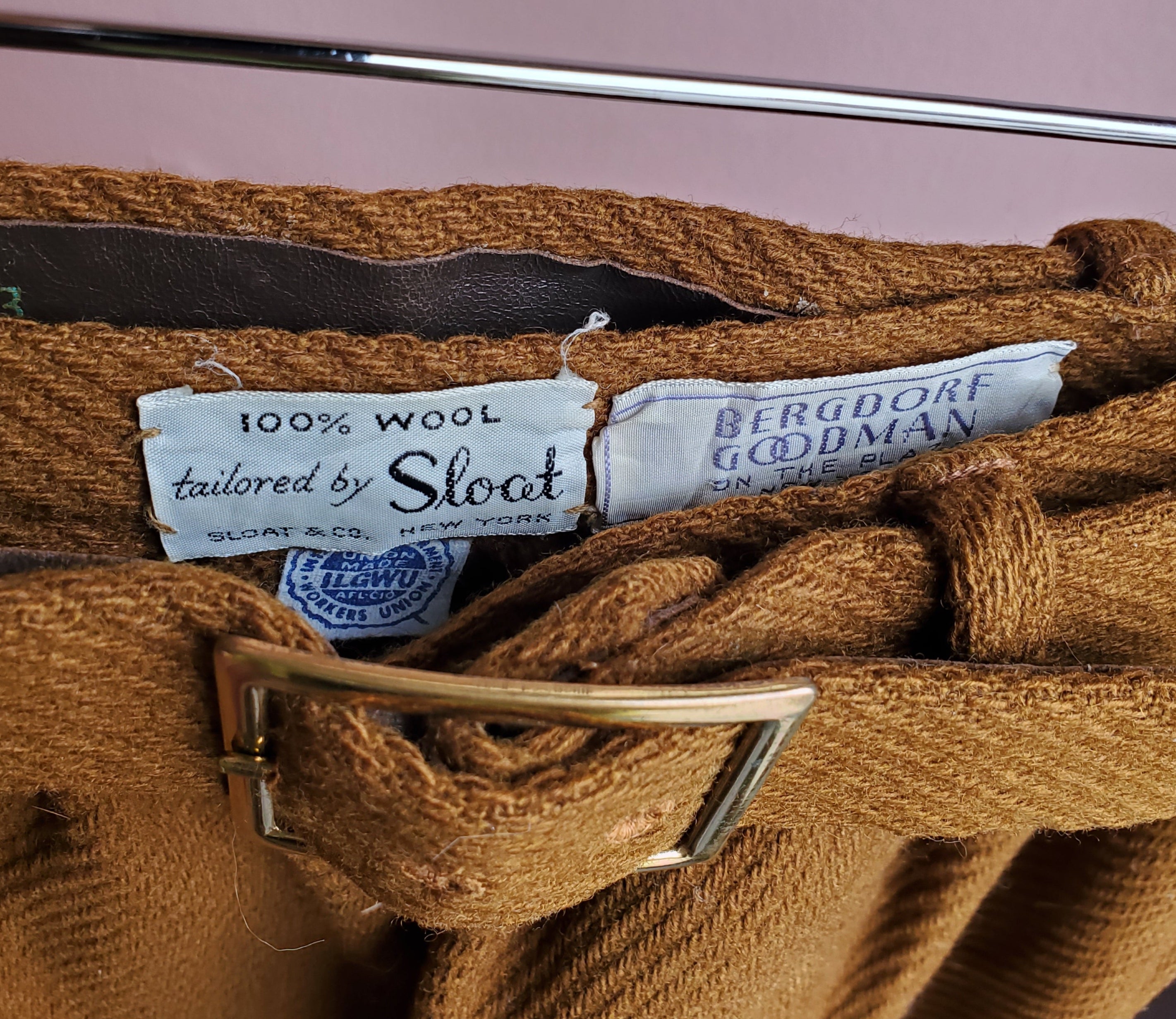 Bergdorf Goodman Caramel A-Line Wool Miniskirt