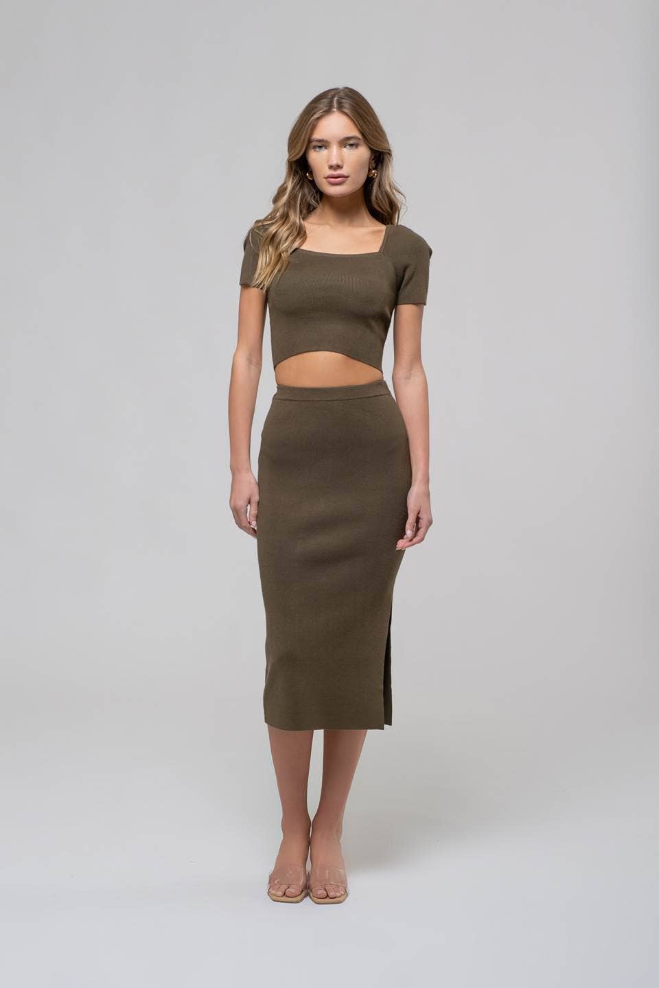 Morgan Knit Skirt in Olive