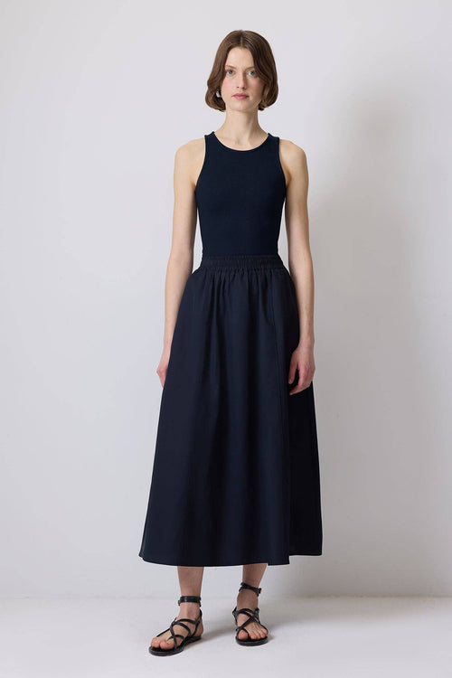 A-LINE MAXI SKIRT / Navy