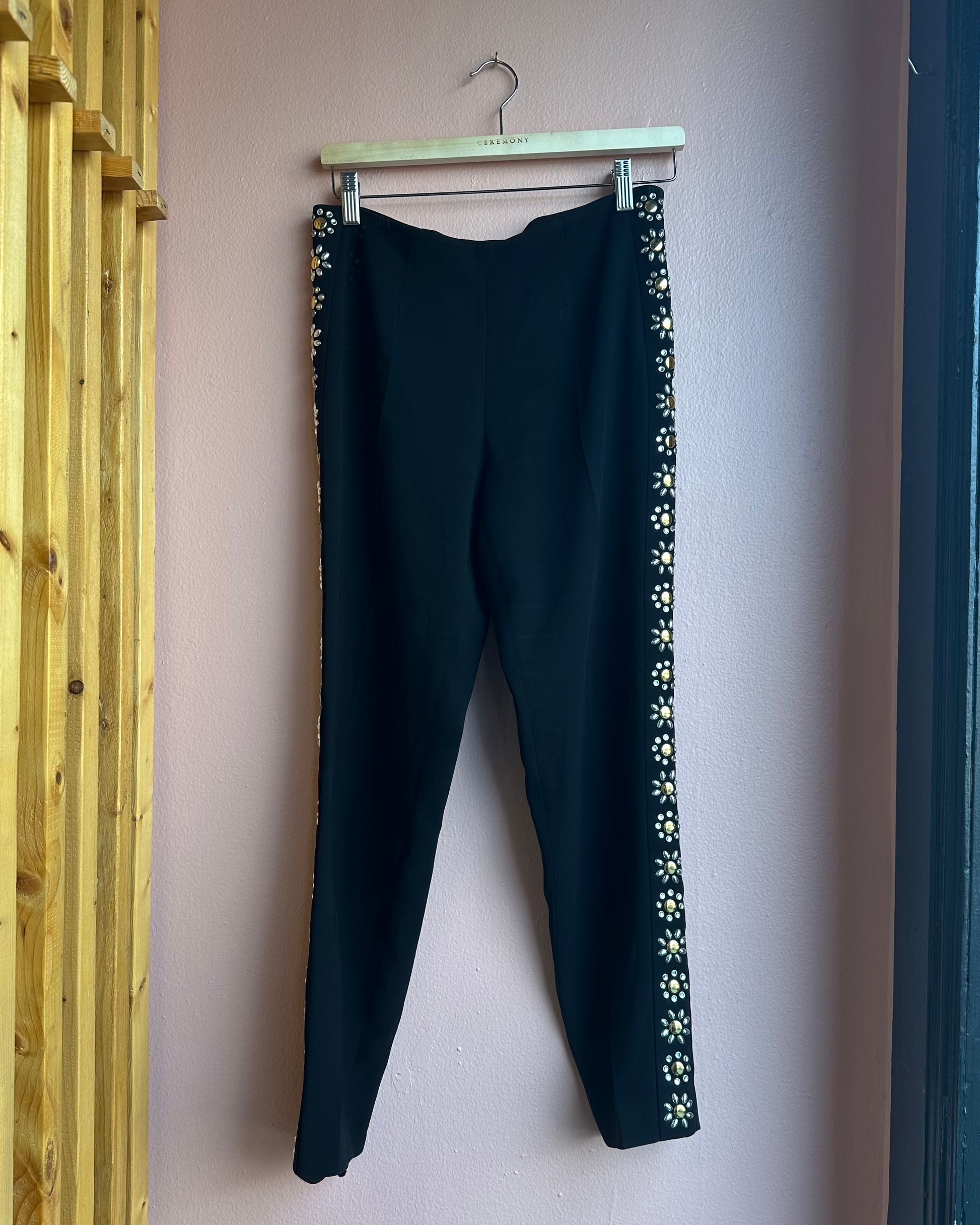 Moschino Black Gem Trousers / Size 8