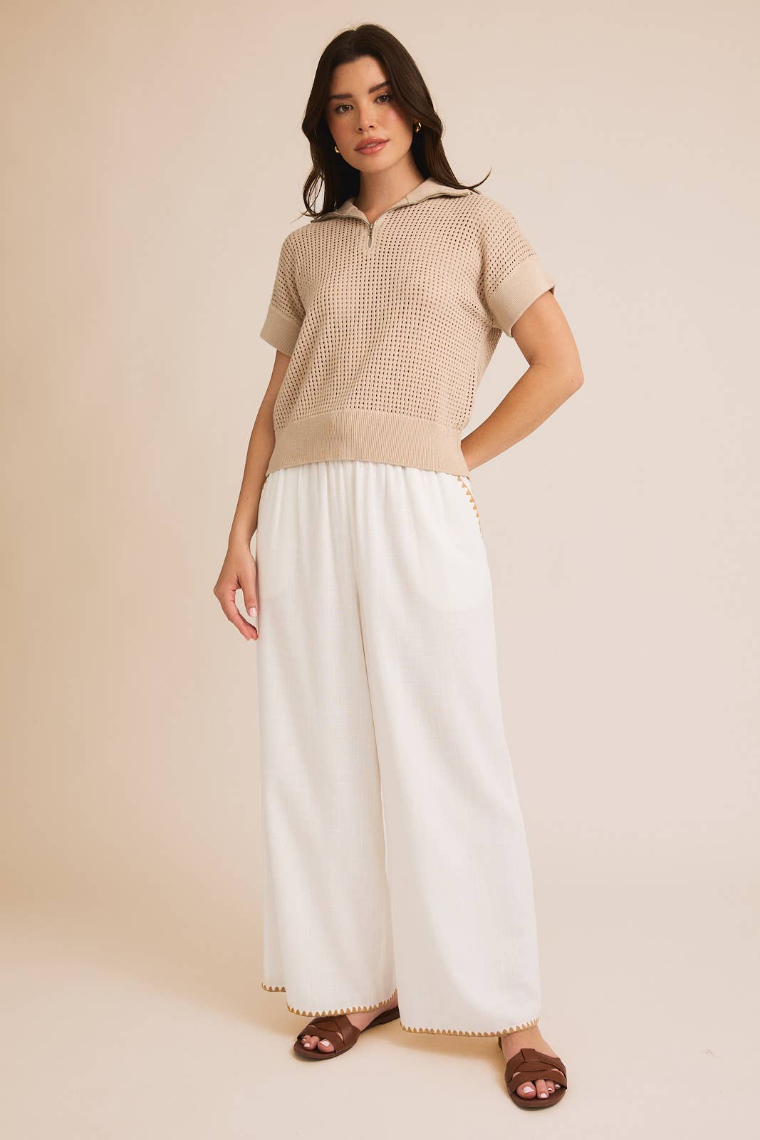 Crocheted Top in Taupe