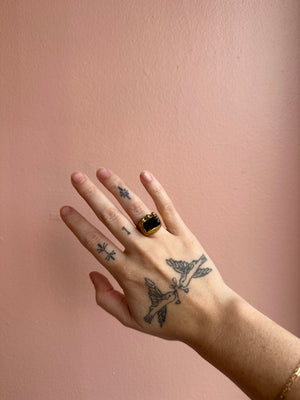 Brass/Brown Glass Ring