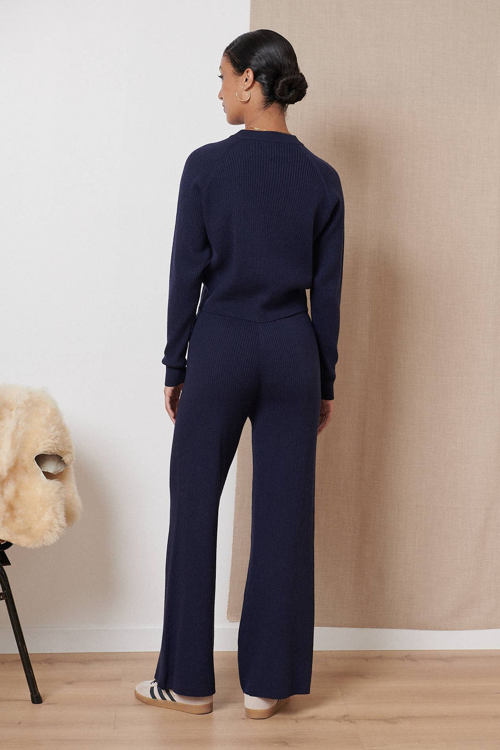 Simon Fluid Knit Pants in Navy