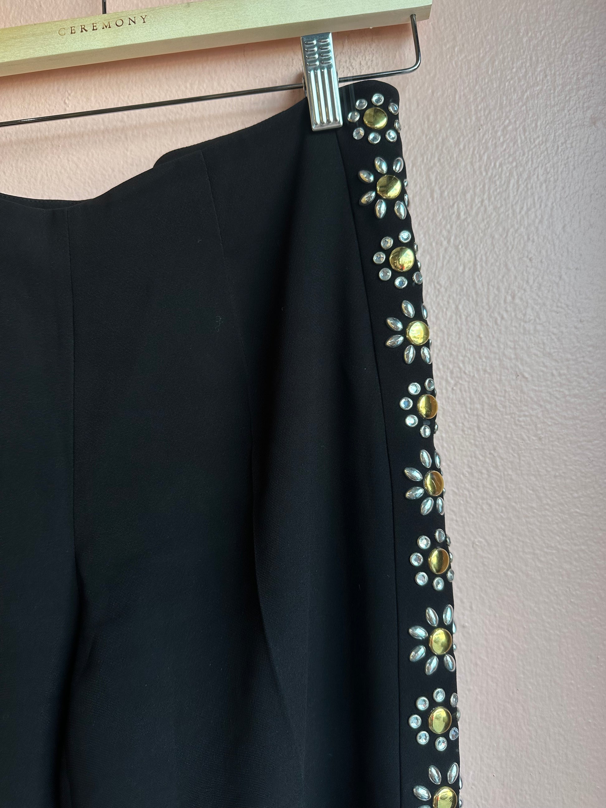 Moschino Black Gem Trousers / Size 8