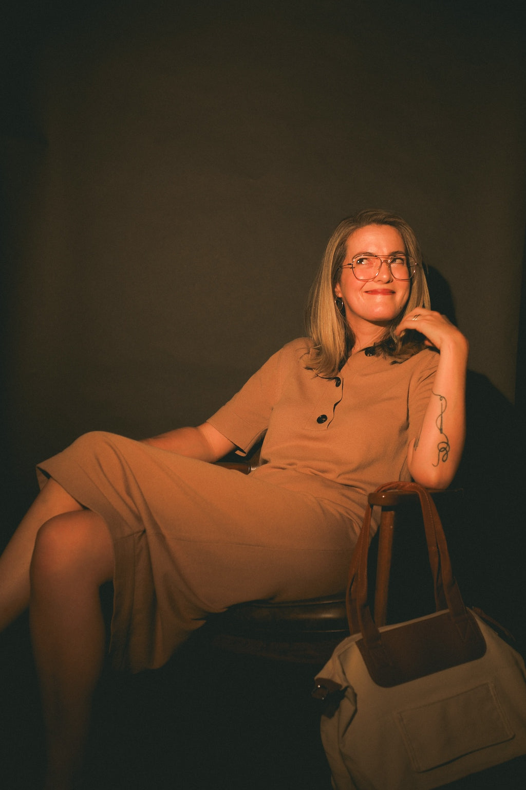 Jorja Knit Dress in Tan