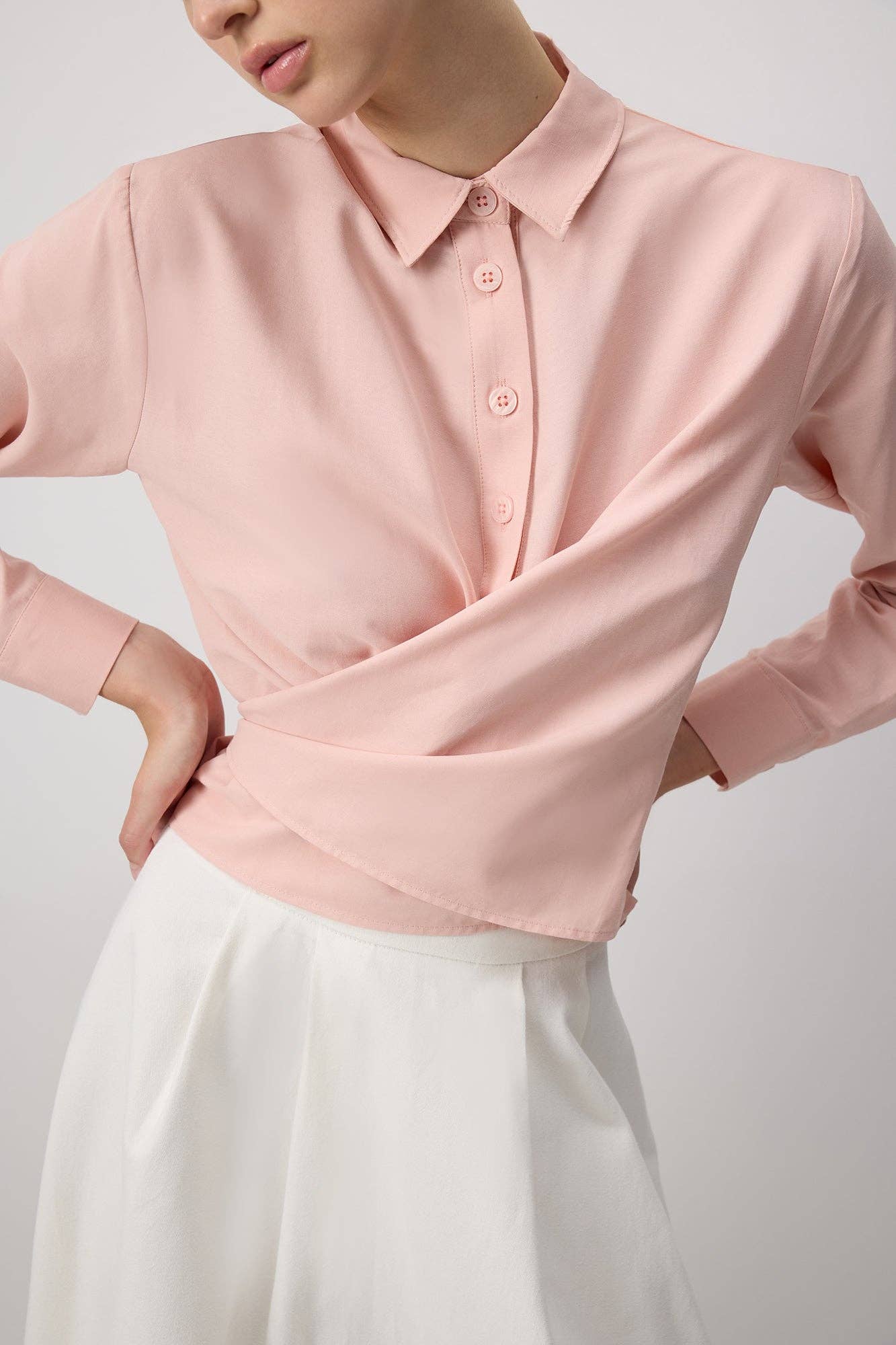Tailored Poplin Wrap Shirt