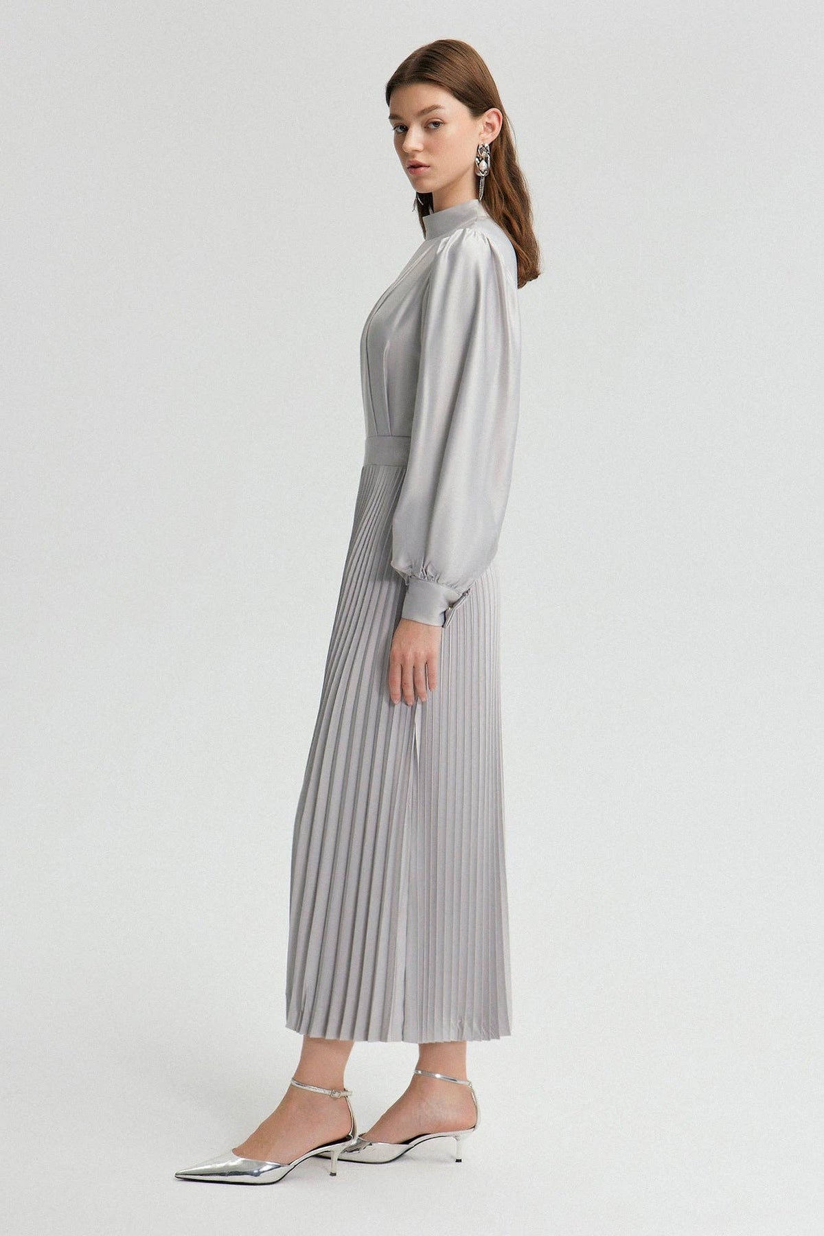 Glisten Pleated Satin Dress