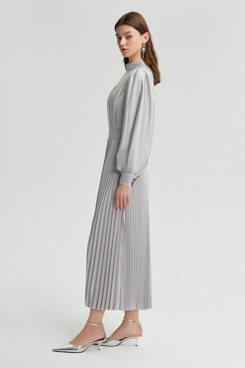 Glisten Pleated Satin Dress