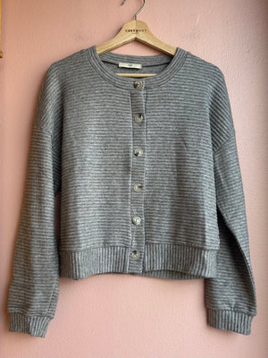 Jos Heavy Rib Cardigan in Heather Grey