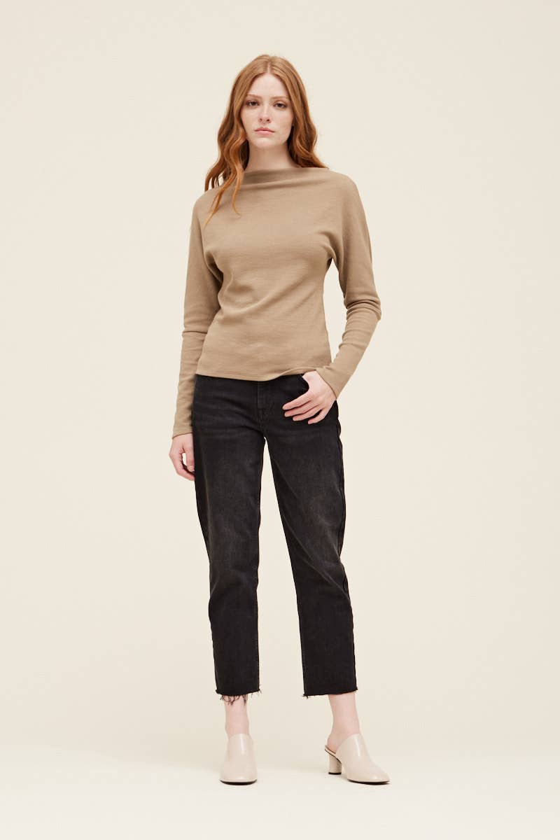 Lindsay Waffle Knit Top / Twig