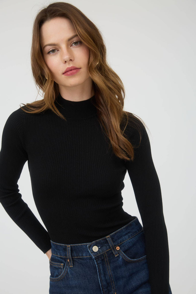 Georgie Ribbed Bodysuit / Black