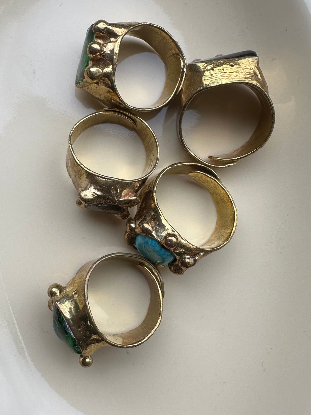 Brass/Green Glass Ring