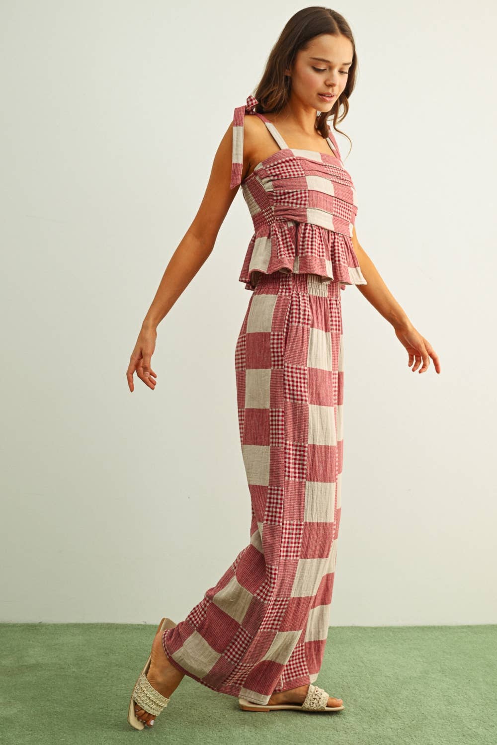 Abbie Gingham Pants / Red