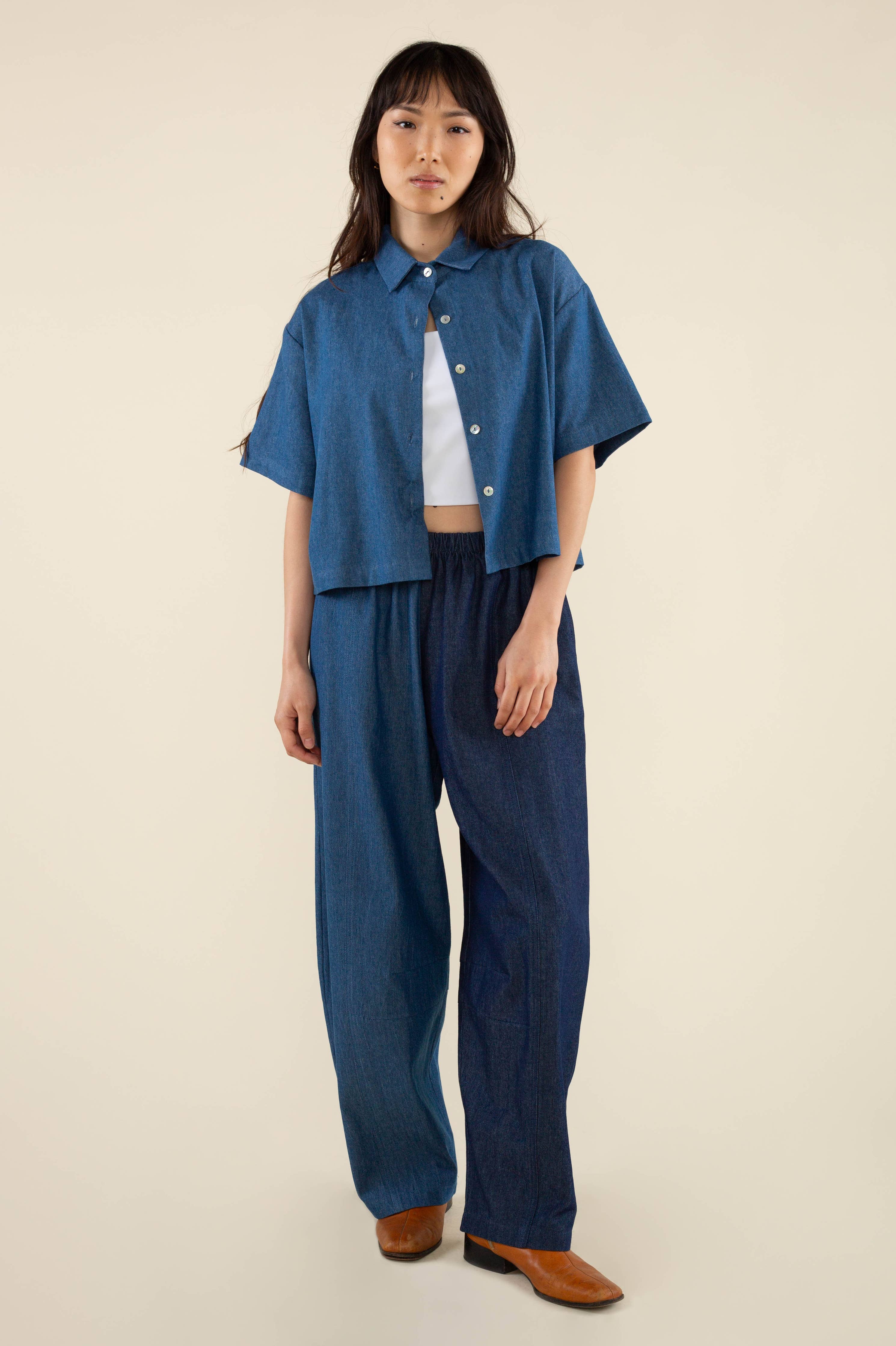 Charli Boxy Button Up Denim Shirt