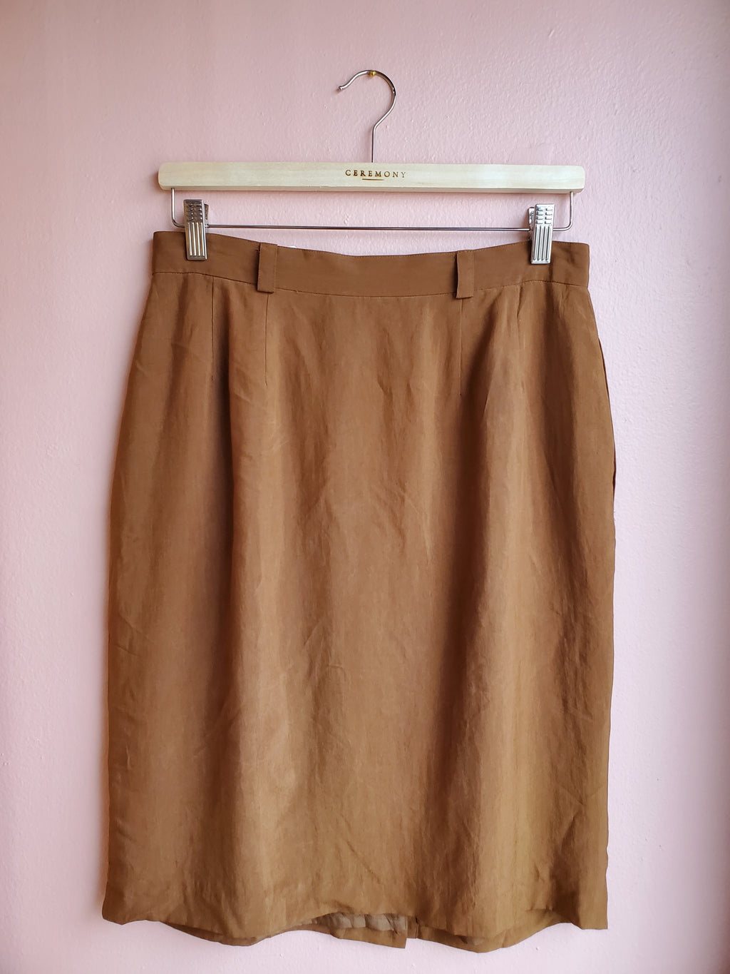 Anne Klein Caramel Silk Skirt / Size 12