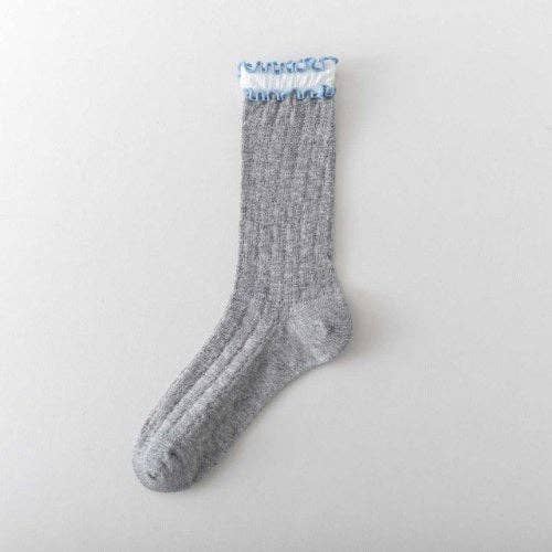 Wendy Ruffled Ribbed Cotton Blend Sock / Various Colors