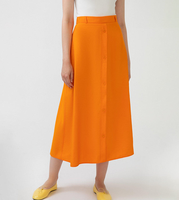 Daphne Button-Front A-Line Skirt