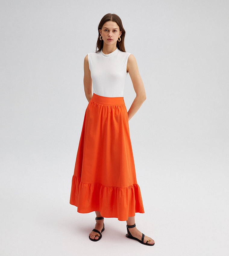 Beata Midi Skirt in Flame