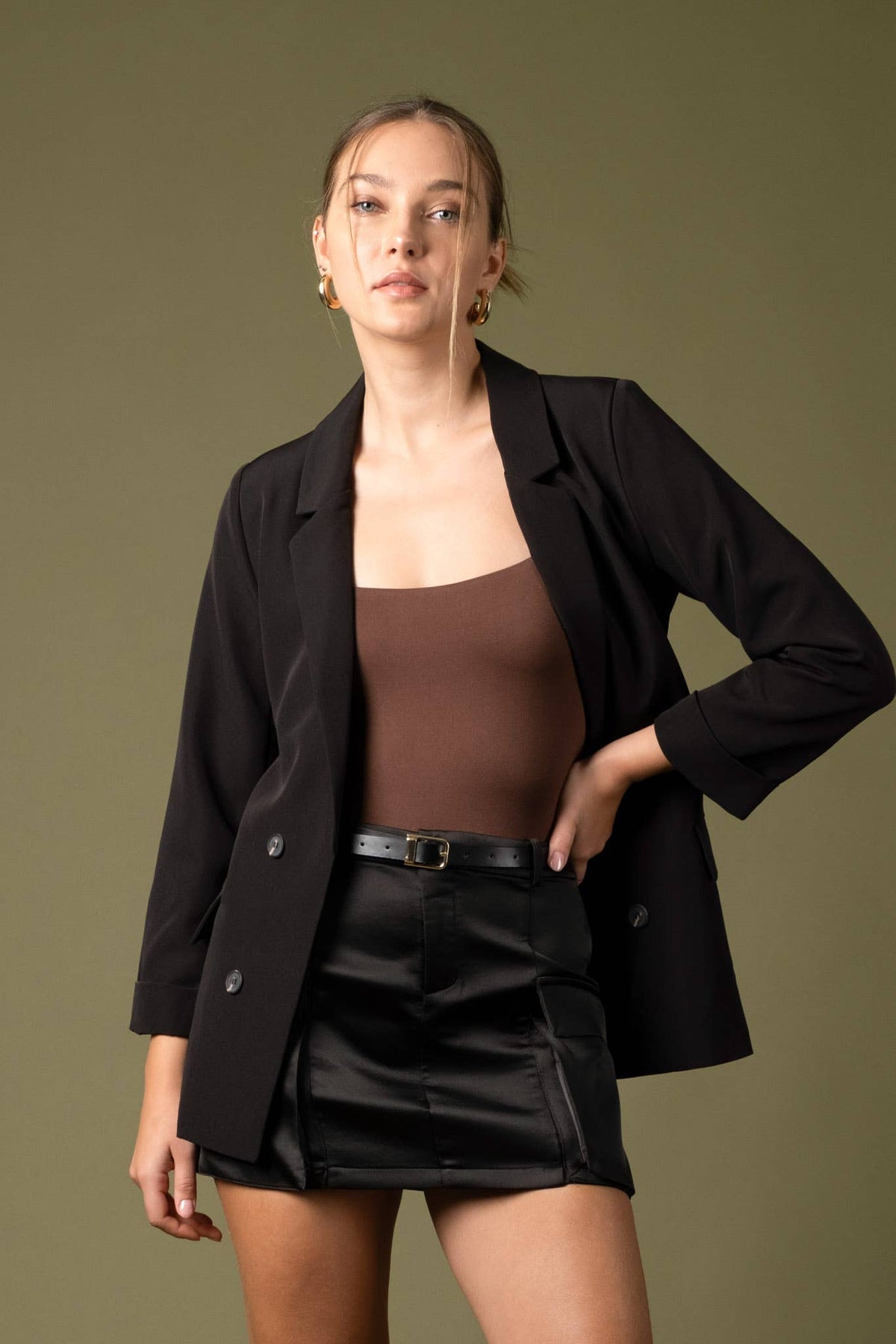 3/4 Sleeve Black Blazer
