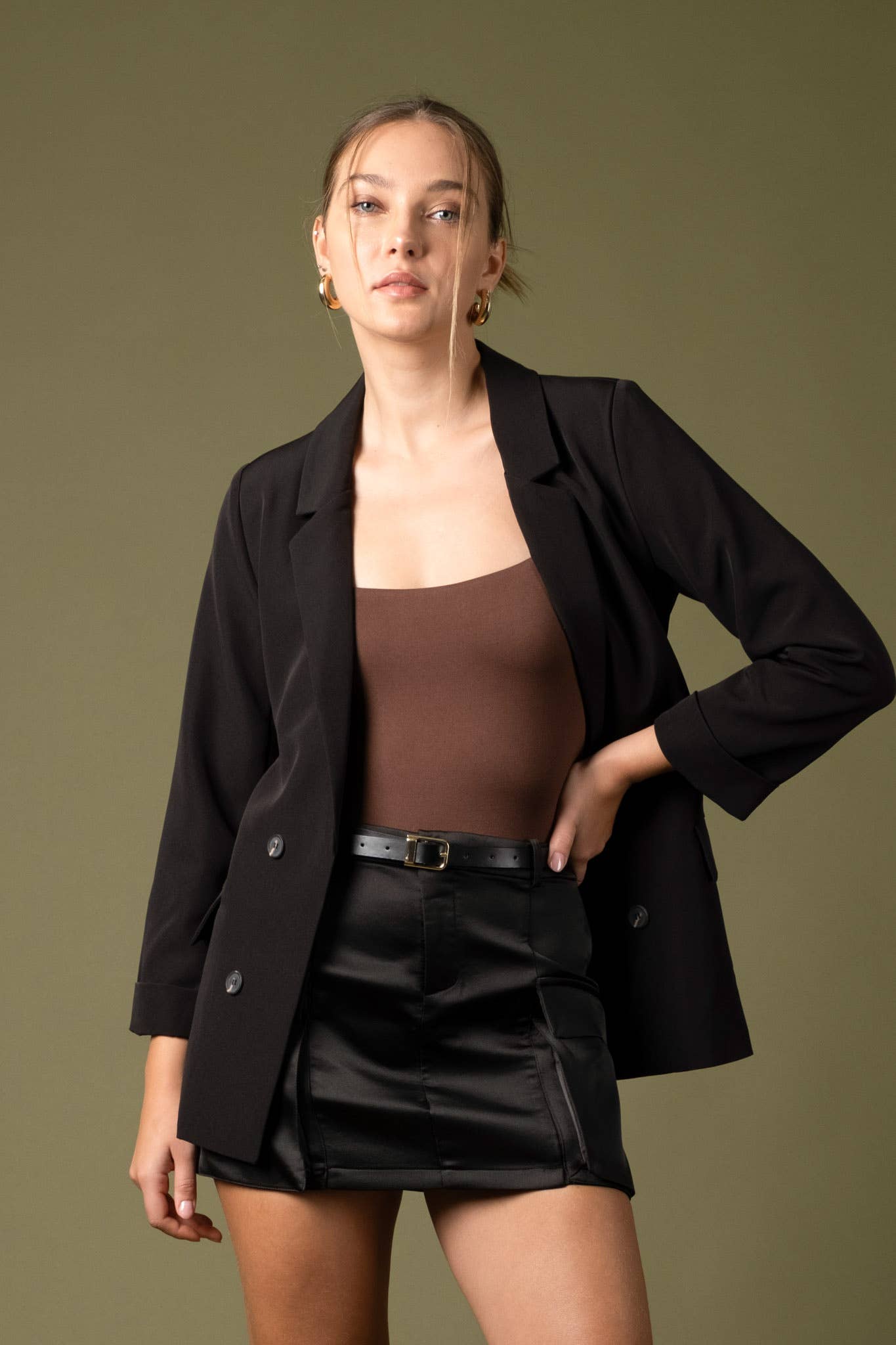 3/4 Sleeve Black Blazer
