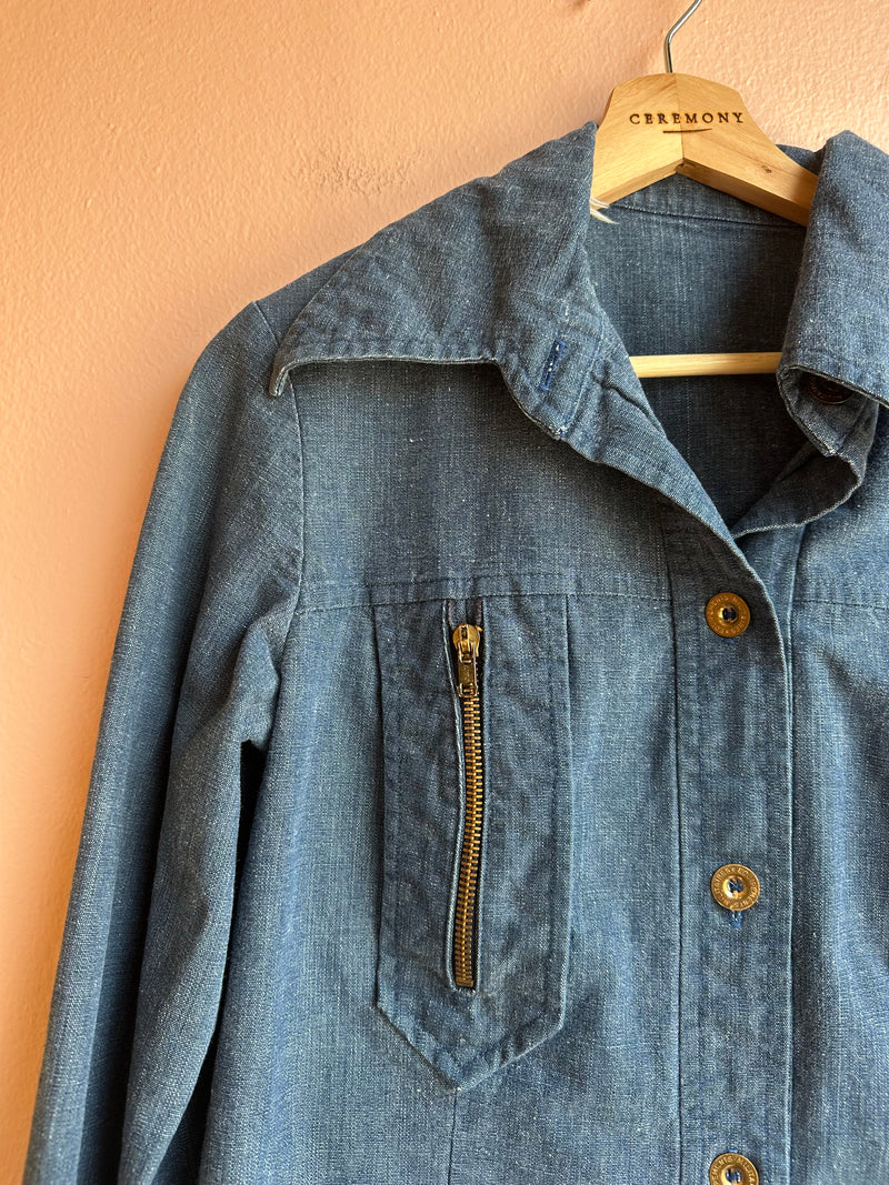 Vintage Denim Zipper Jacket / Size M/L