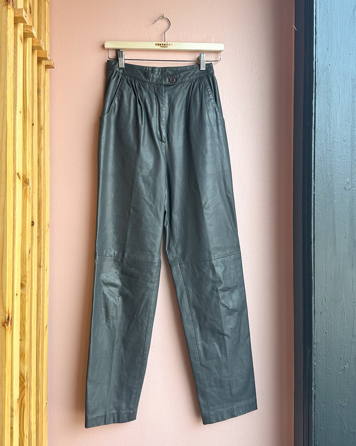 Paraphernalia Gray Leather Pants