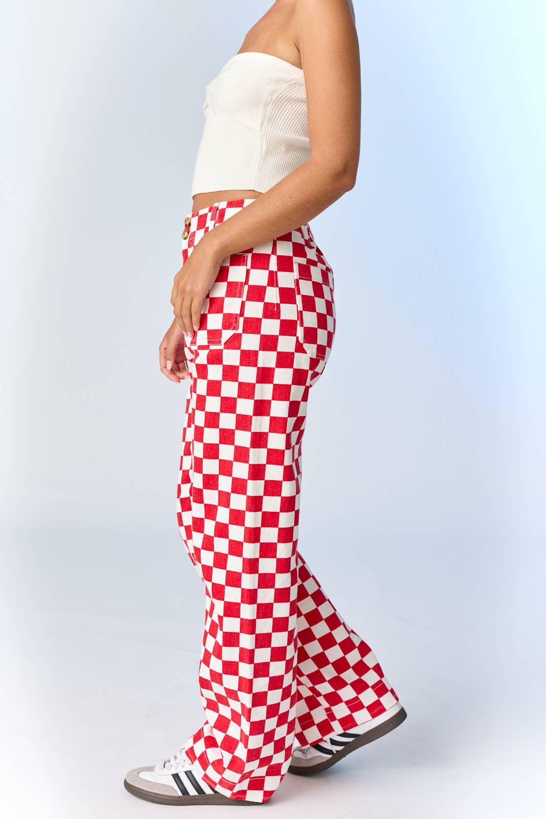 Becky Checkered Pants in Red