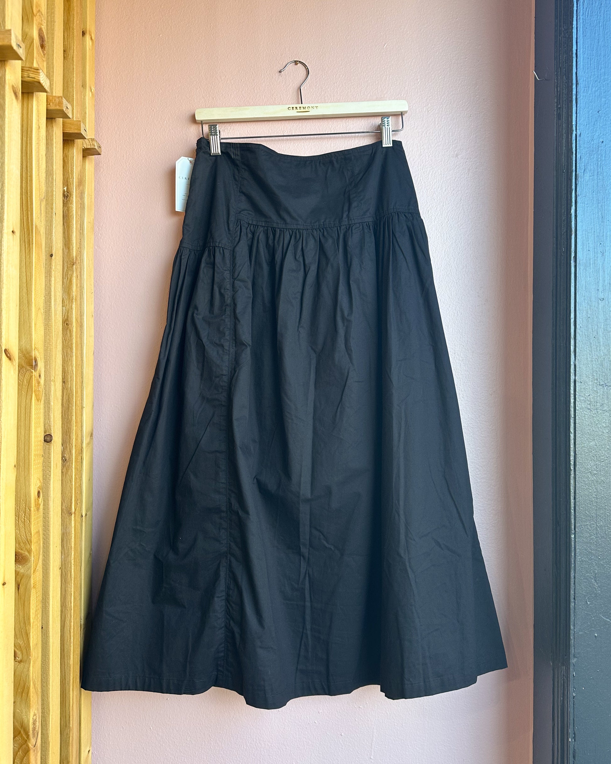 Cotton Poplin Midi Skirt