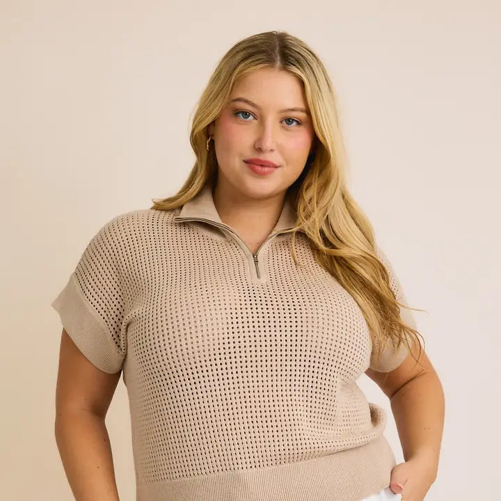 Crocheted Top in Taupe