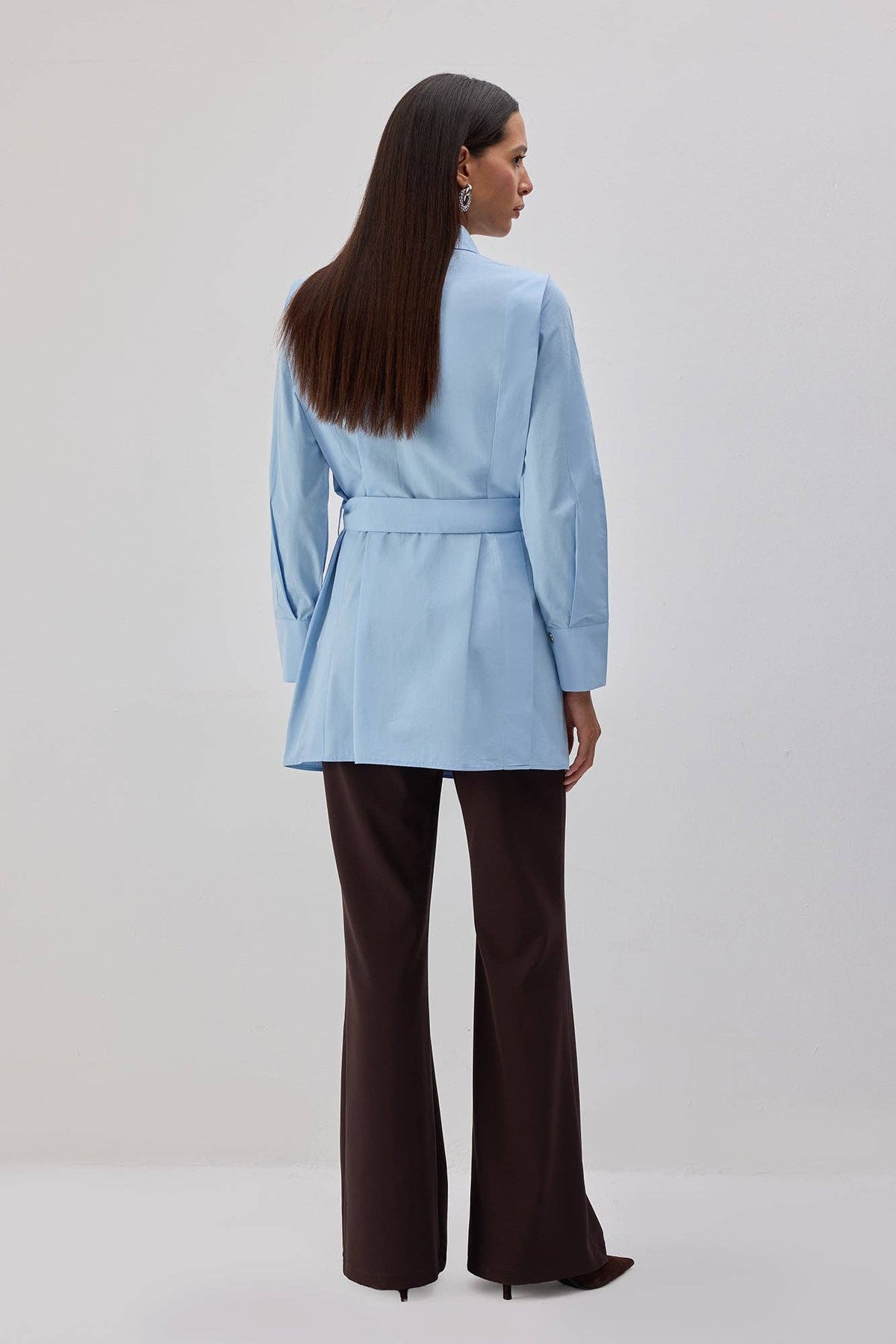 June Belted Poplin Shirt / Sky