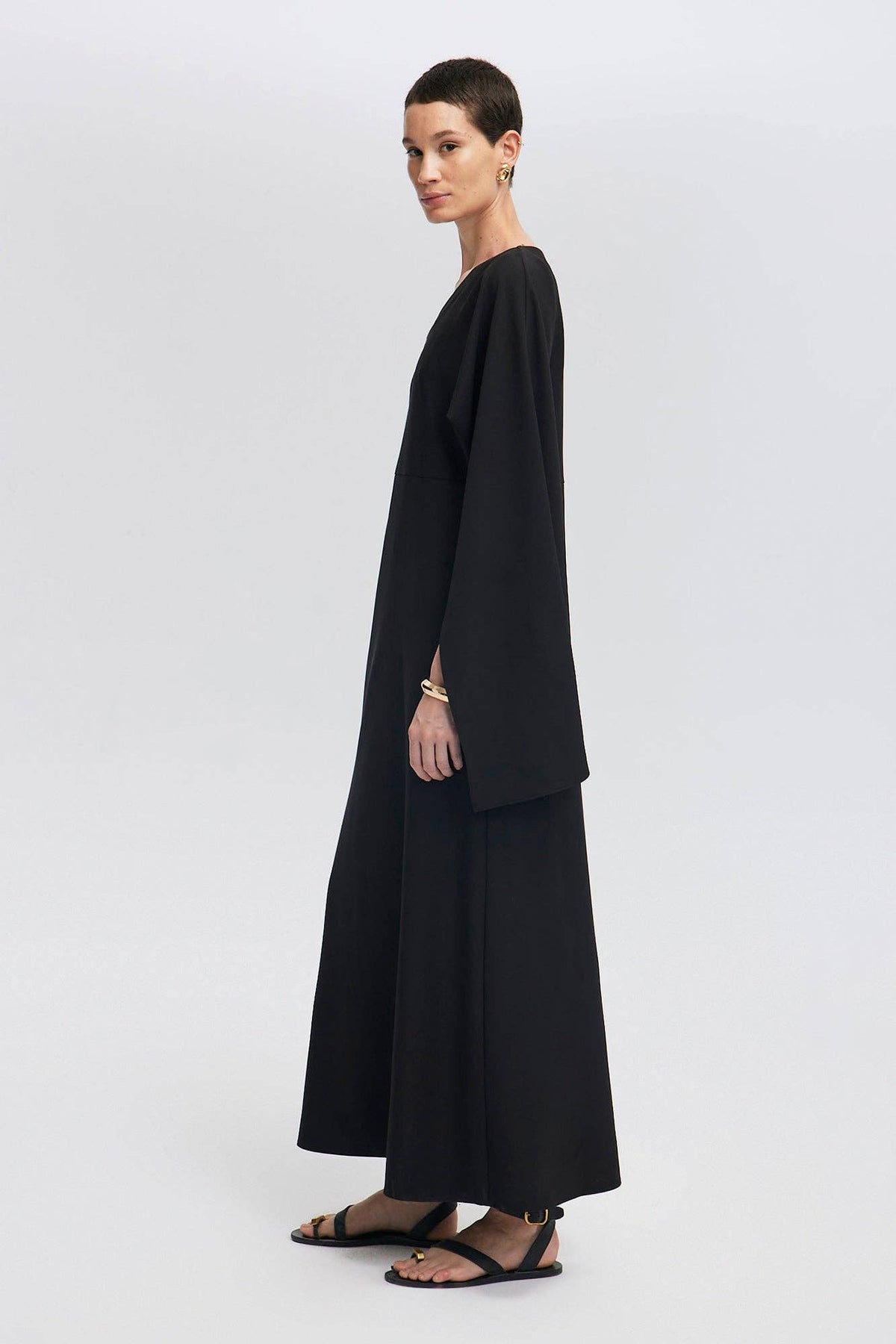 Natela Cape Sleeve Crepe Dress / Night